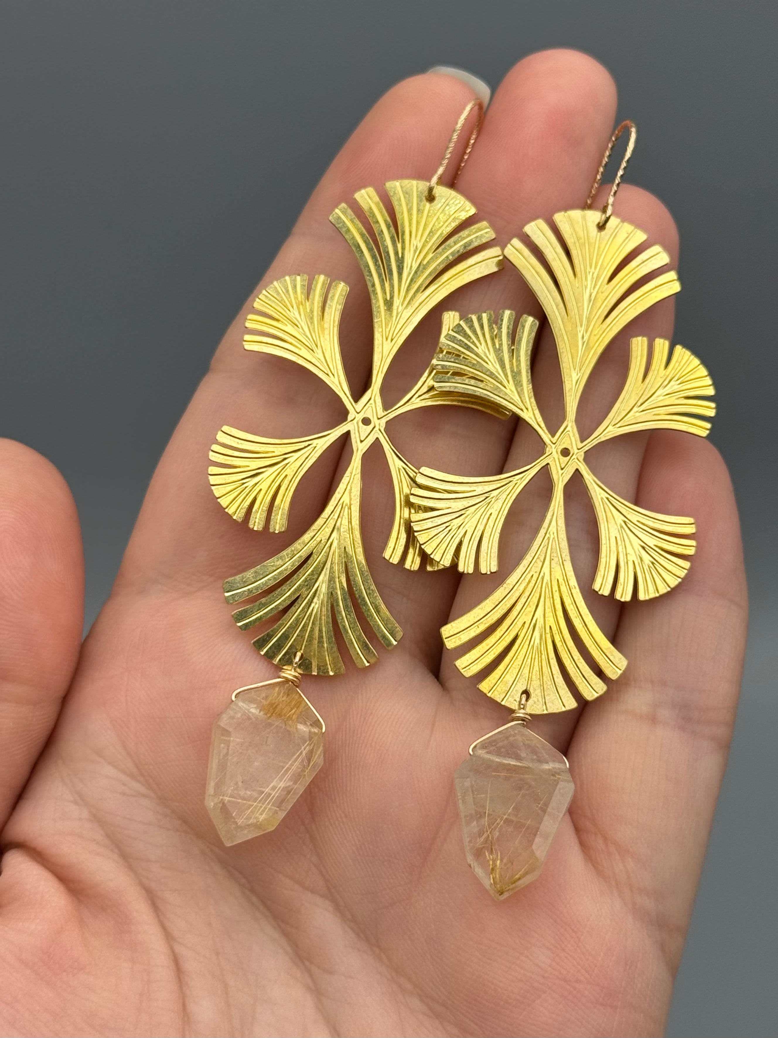 •SIGIL• rutilated quartz + gold earrings