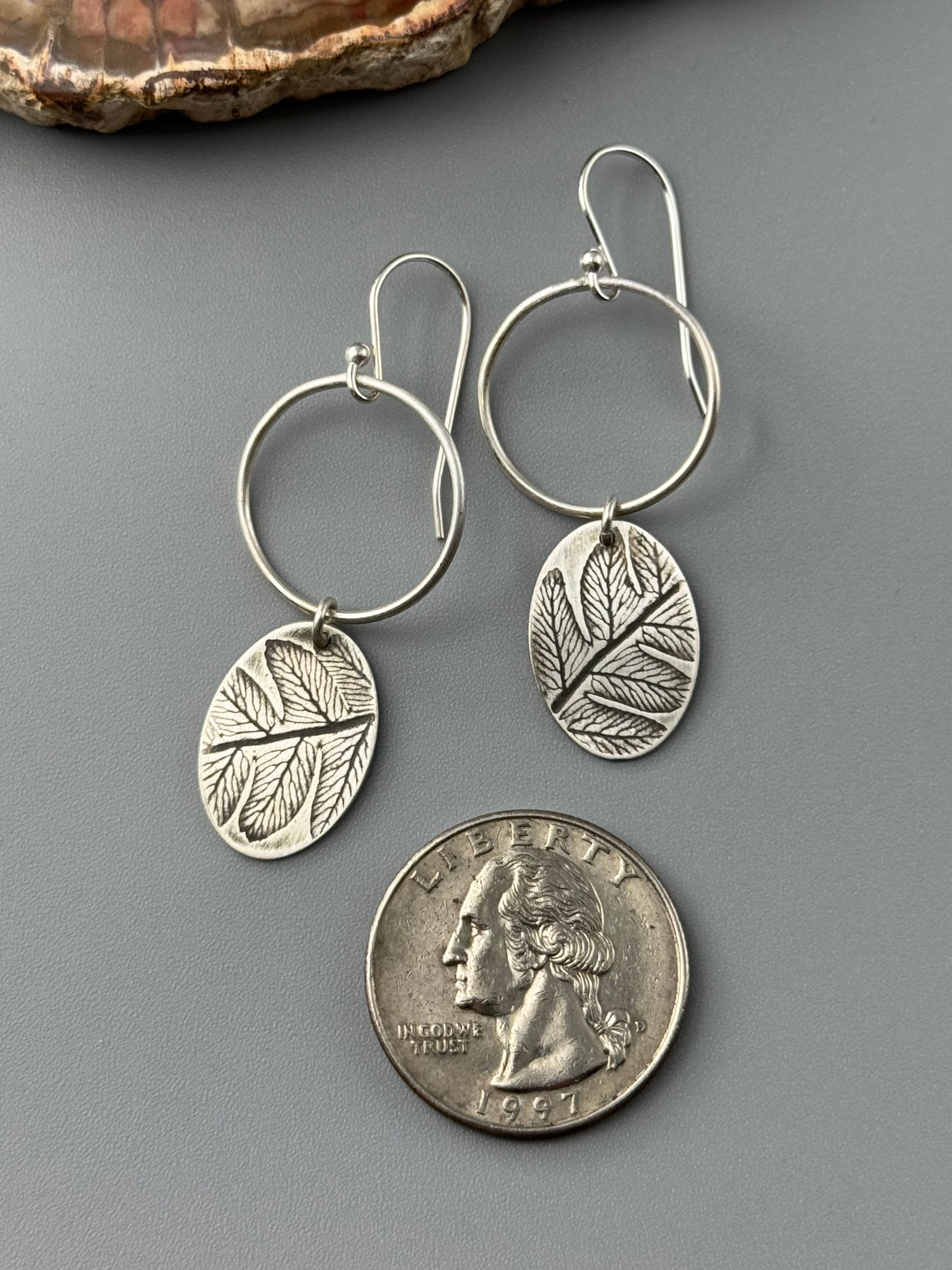 •FERN MOON• silver dangle earrings