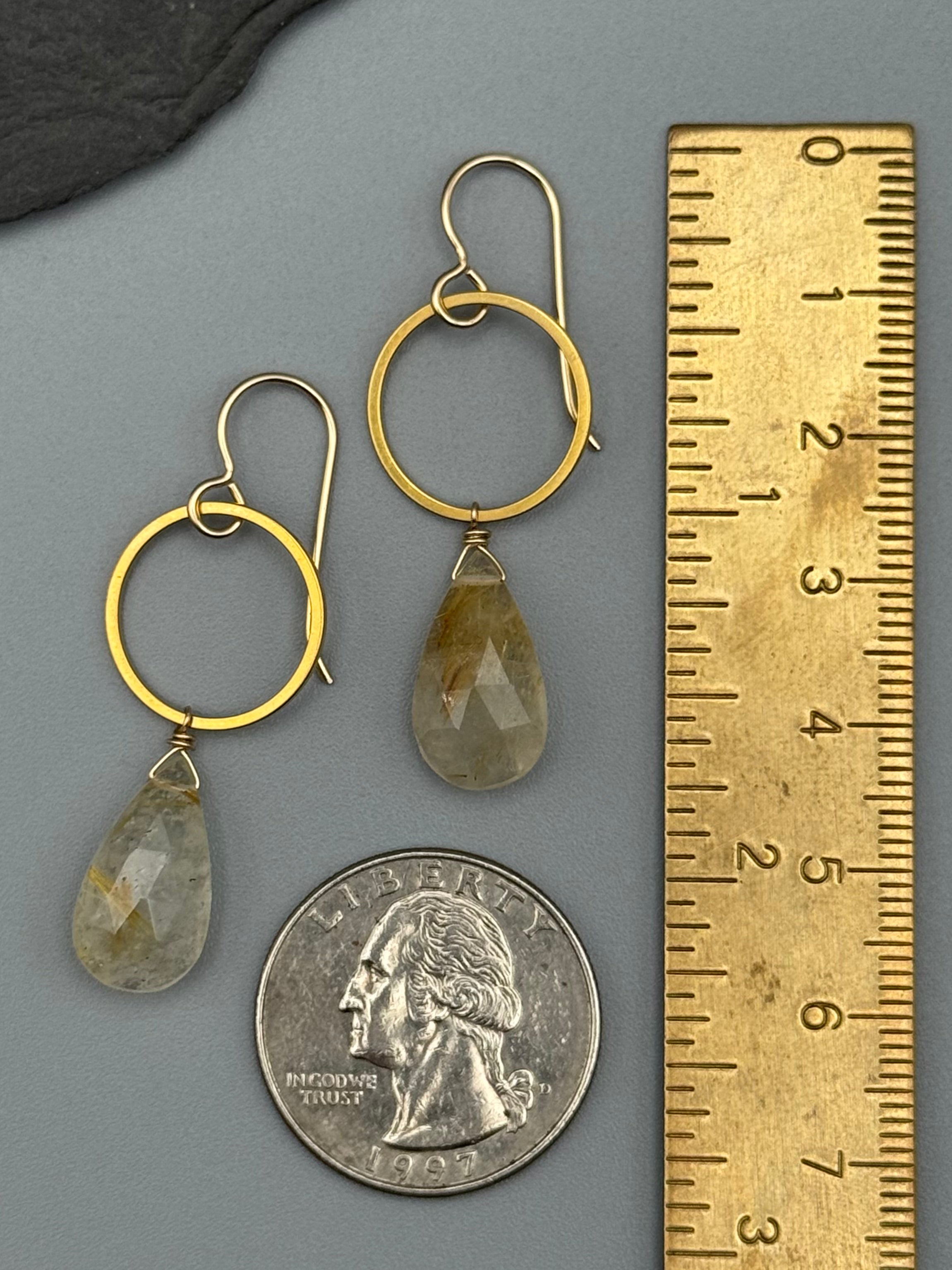 •LUNA• rutilated quartz + gold earrings
