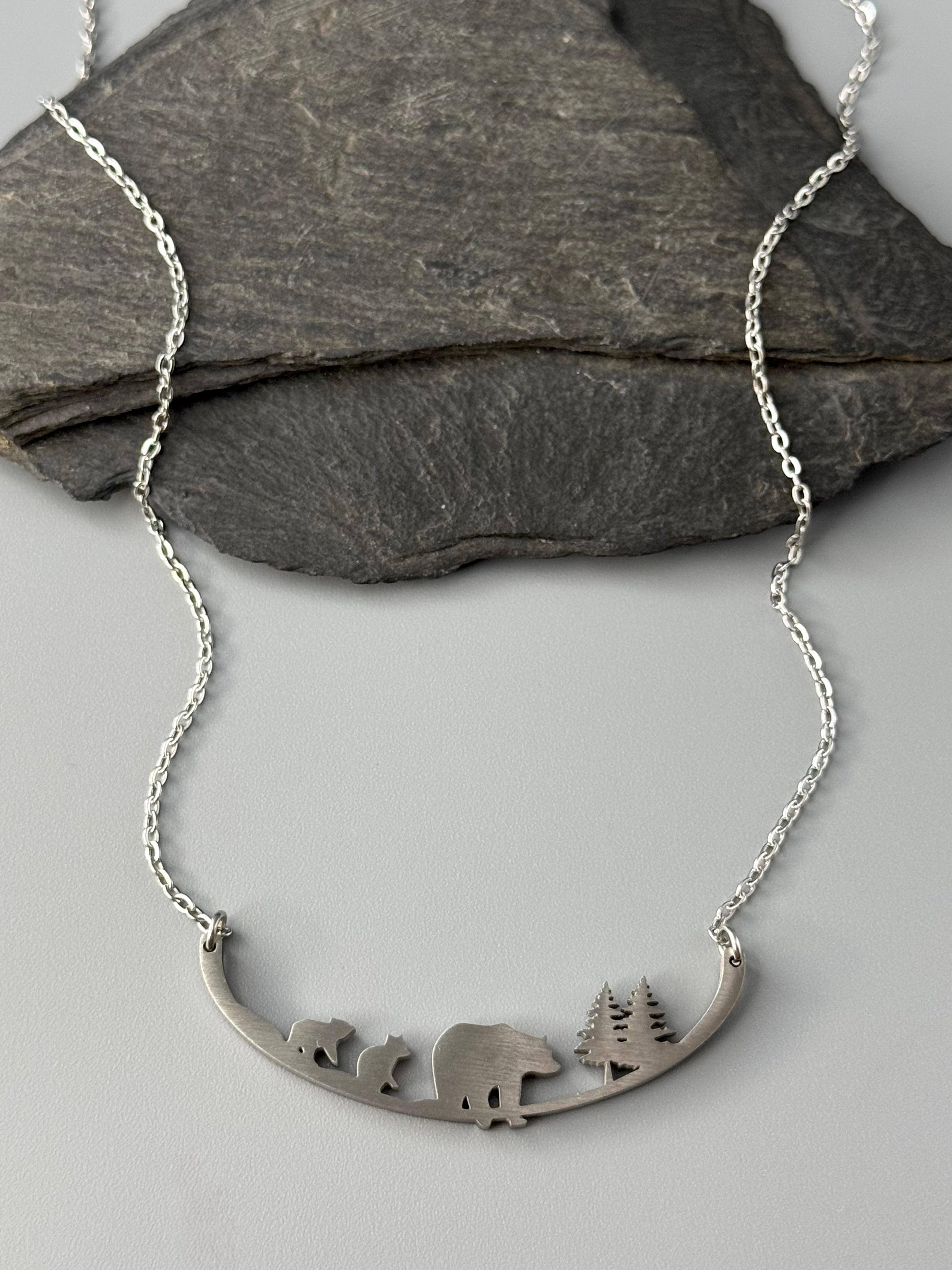 •MAMA BEAR & CUBS• stainless steel necklace (17” or 20” long)