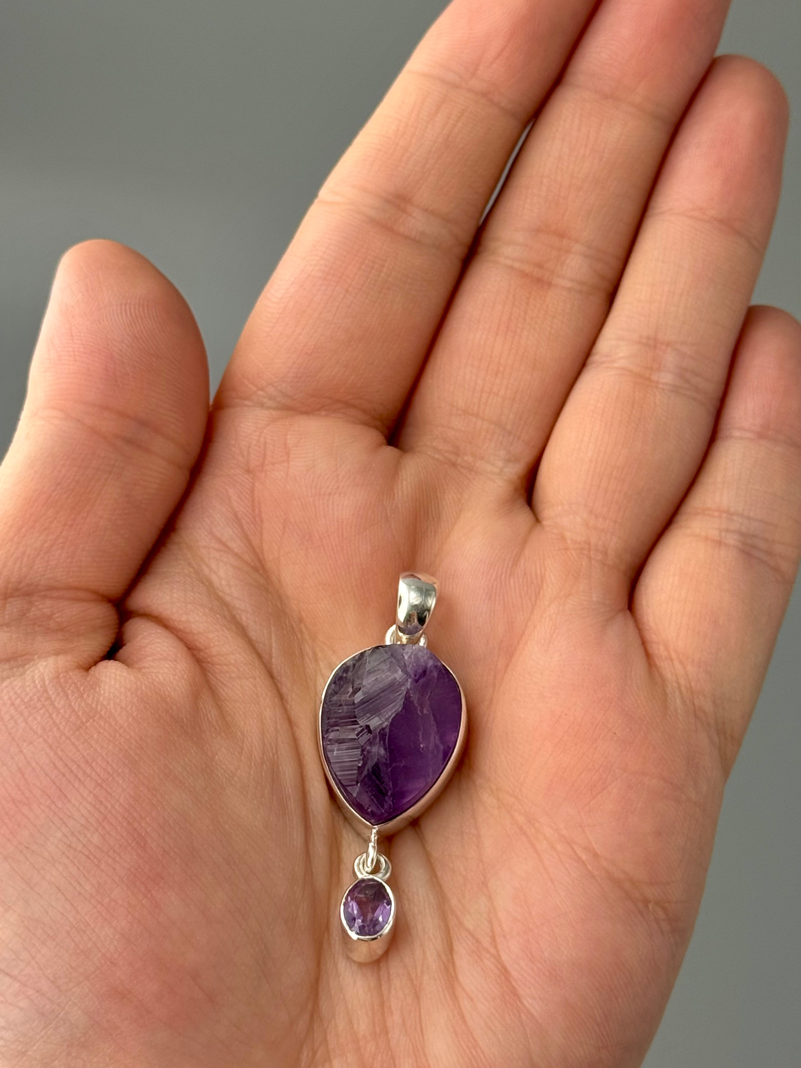 •AMETHYST DROP - 1• sterling silver pendant