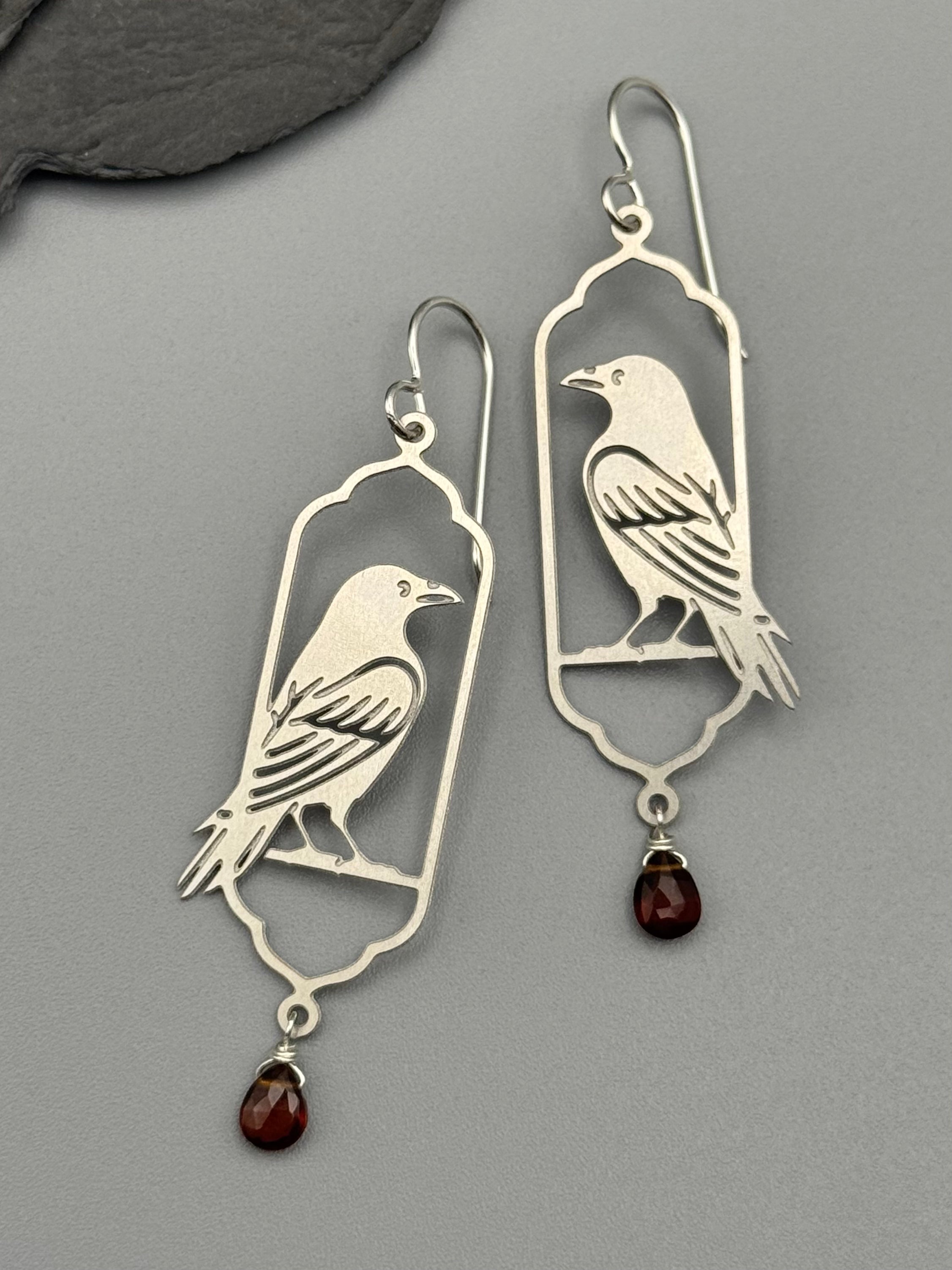 •NEVERMORE• hessonite garnet + silver earrings