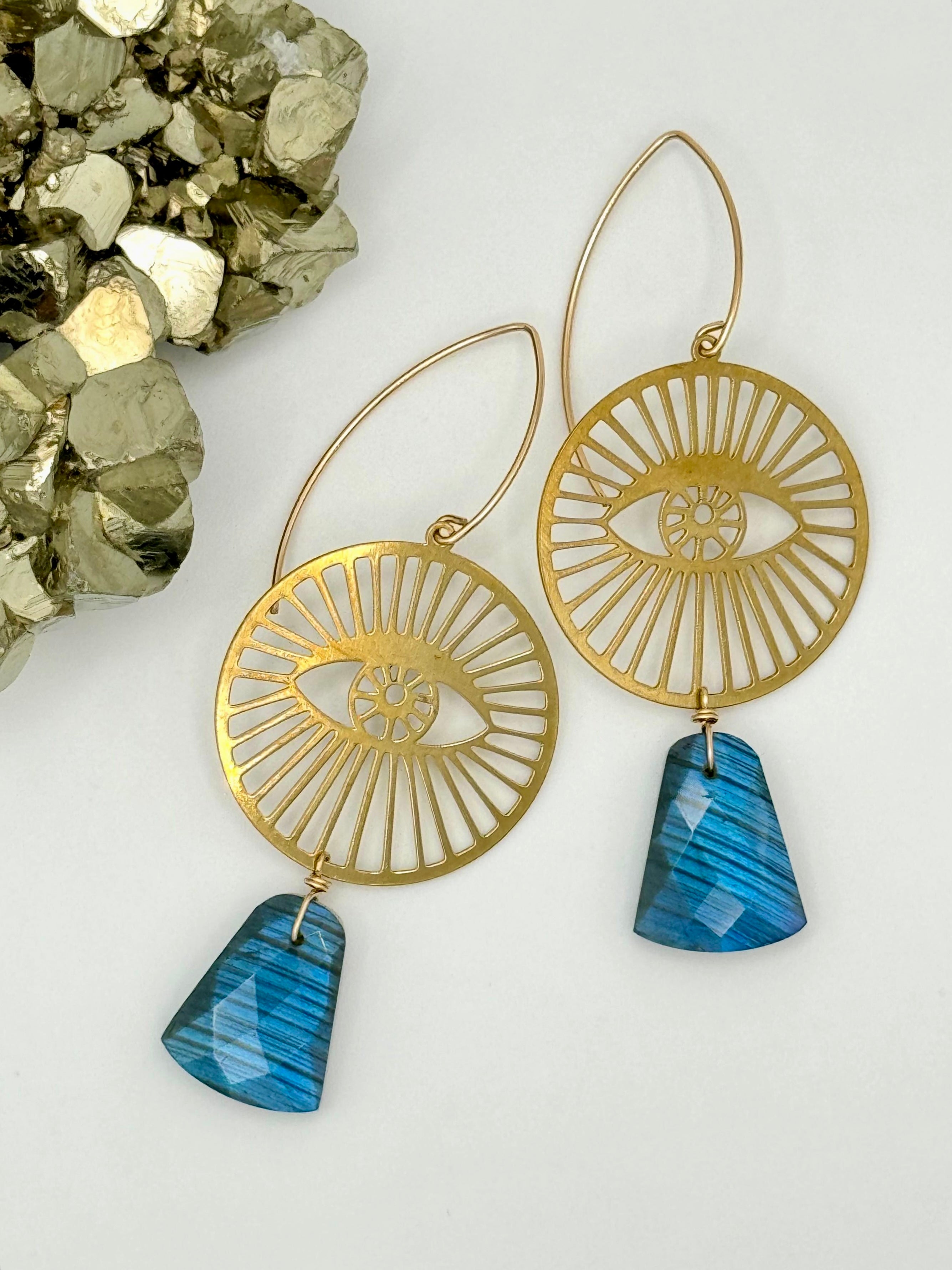 •INVOKE• labradorite + gold dangle earrings