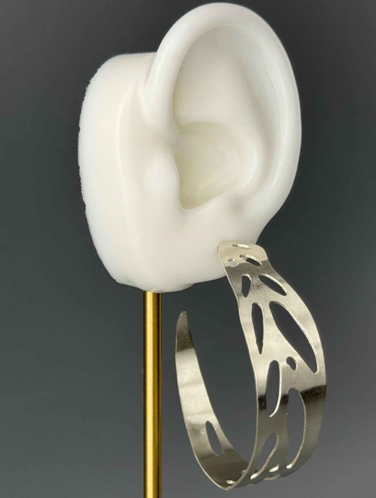 •XL MONSTERA HOOPS• silver post earrings