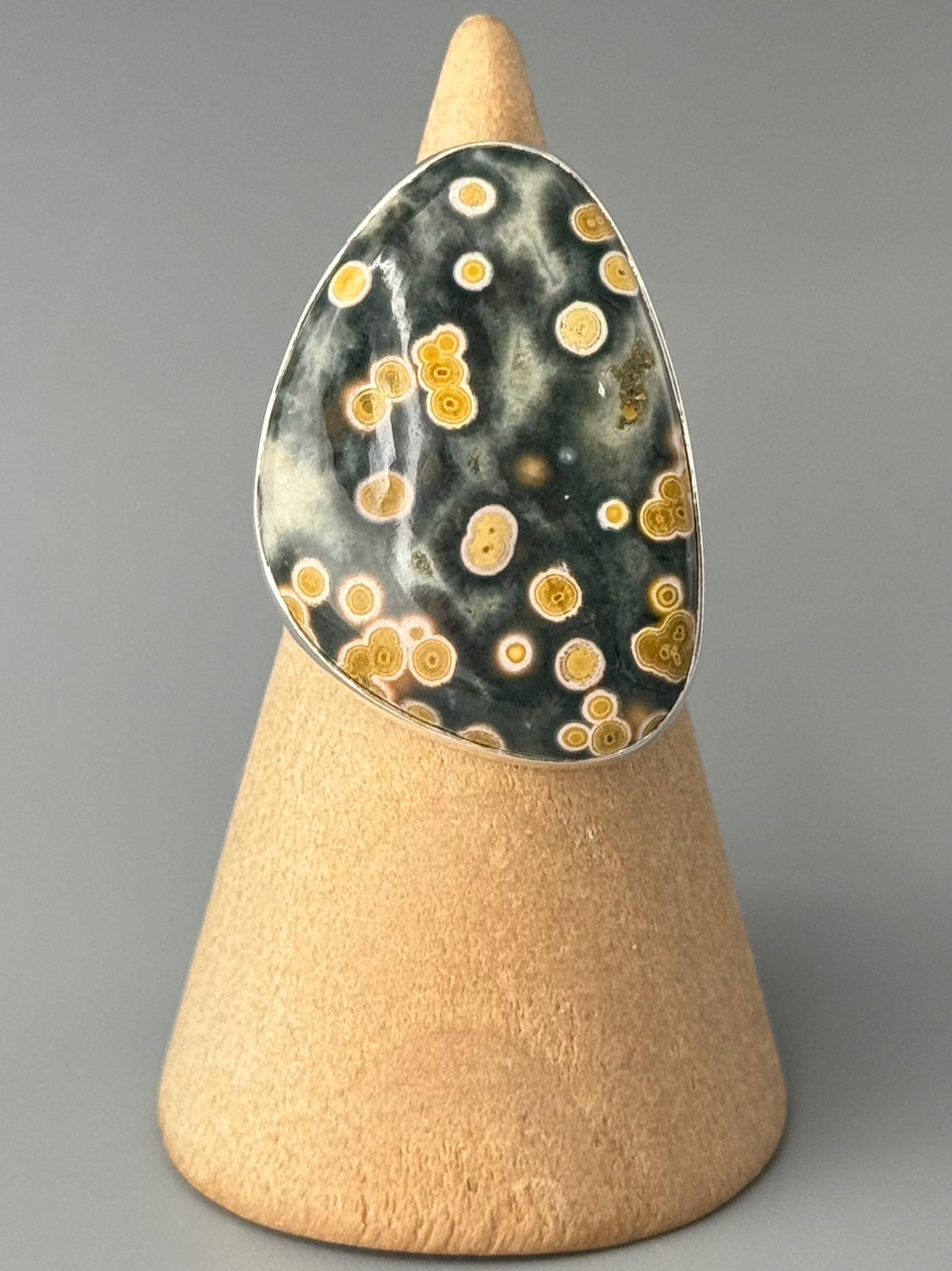 •OCEAN JASPER - LARGE FREEFORM• sterling silver ring (size 6)