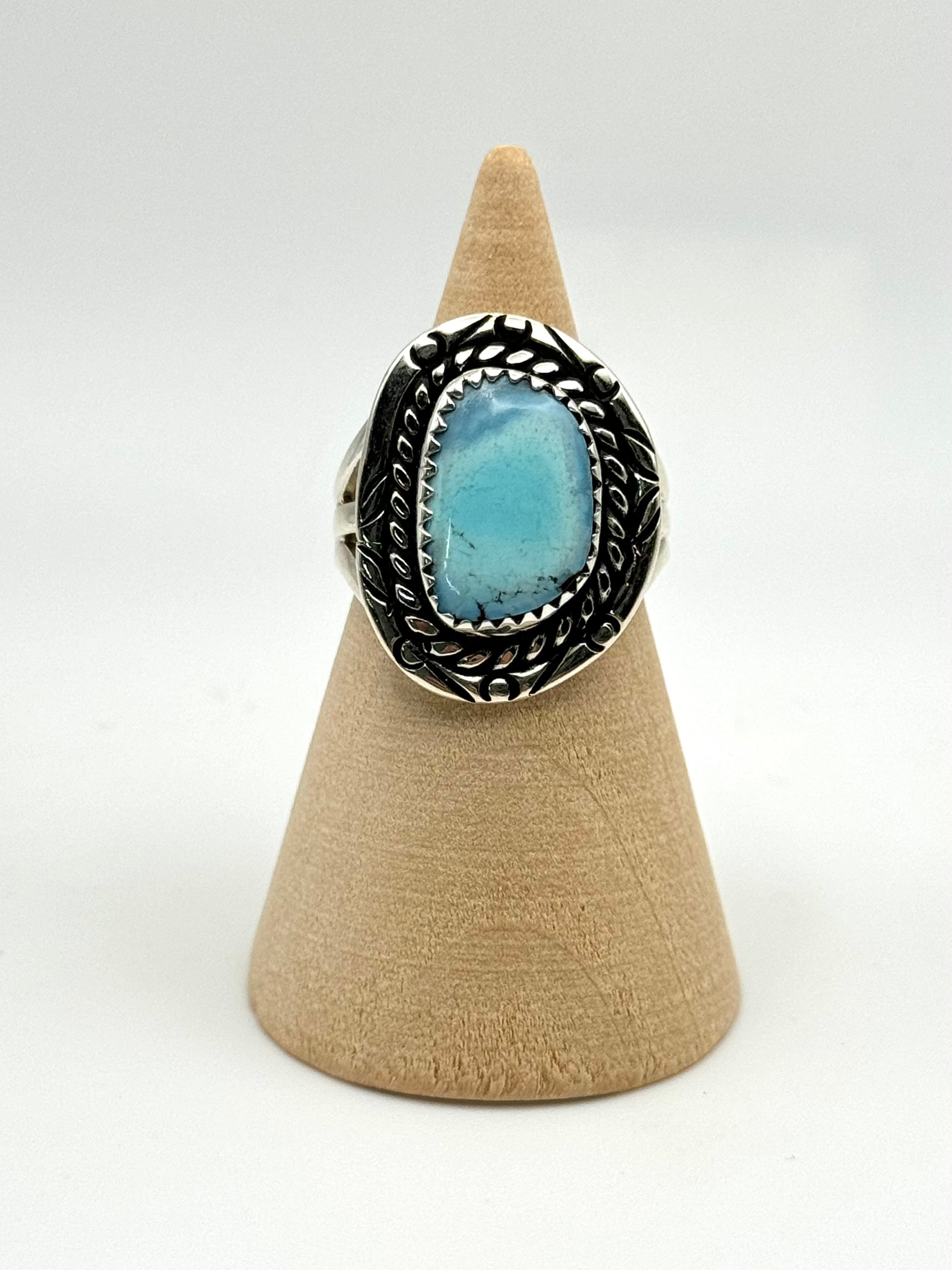 •GOLDEN HILL TURQUOISE• Navajo silver ring (size 7)