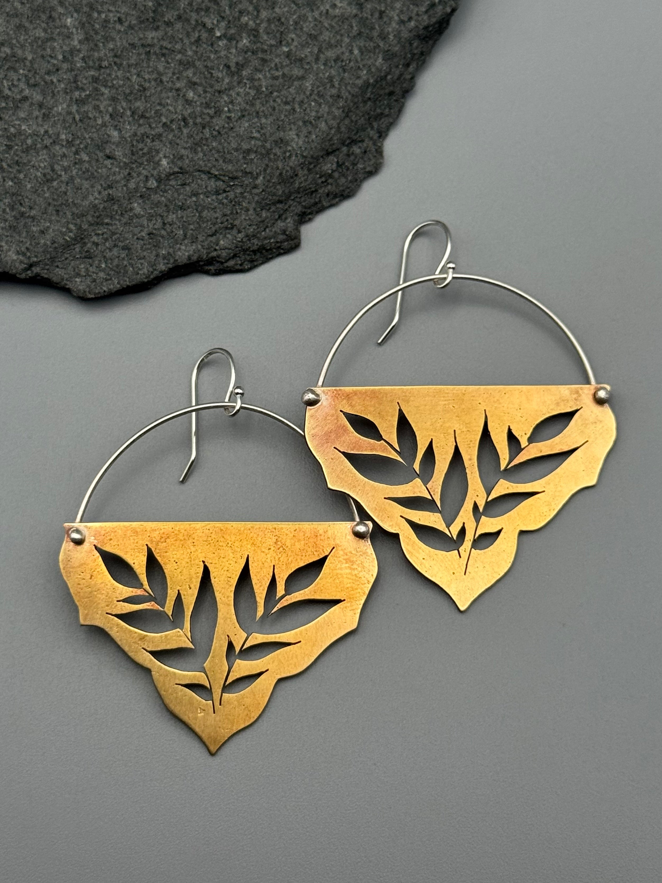 •SWEETGRASS FANCY BASKET• mixed metal dangle earrings