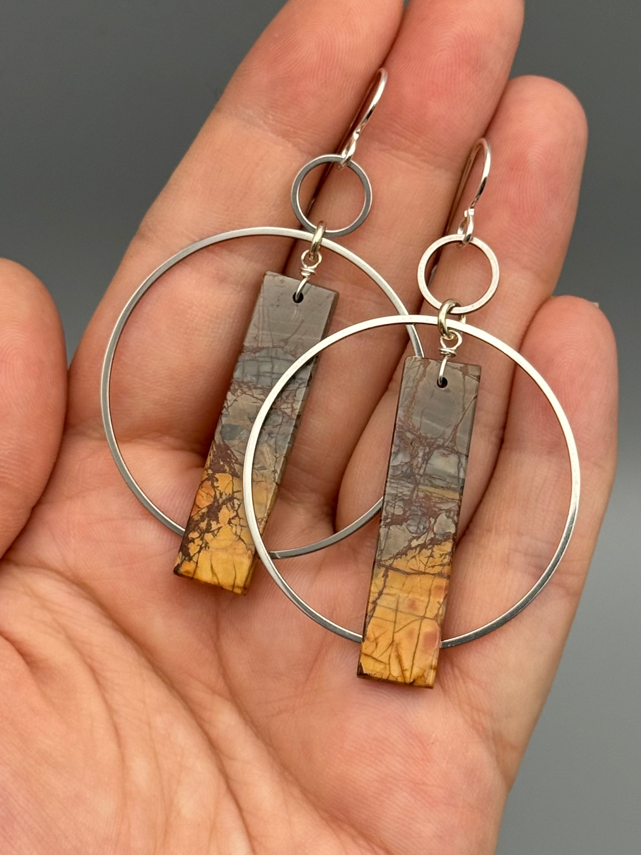 •EQUA-ORBIT• red creek jasper + silver earrings