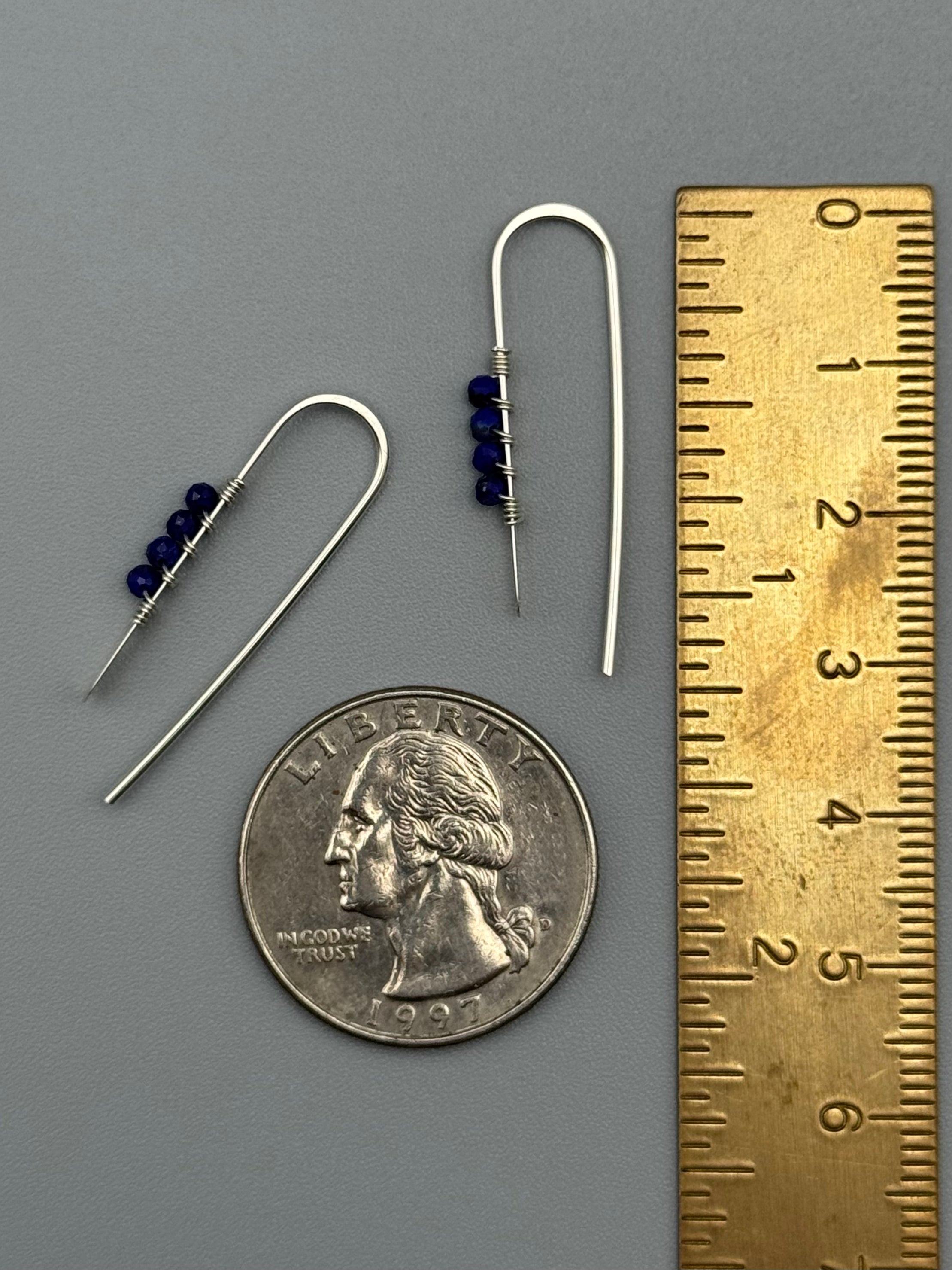 •PETITE THREADER• lapis lazuli + silver earrings