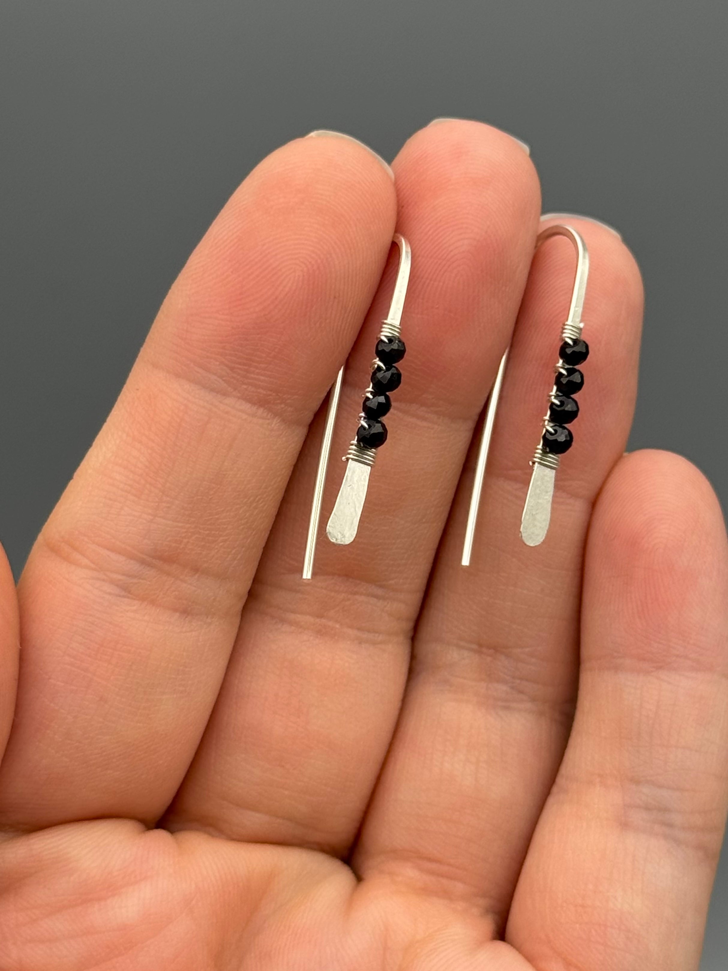•PETITE THREADER• onyx + silver earrings