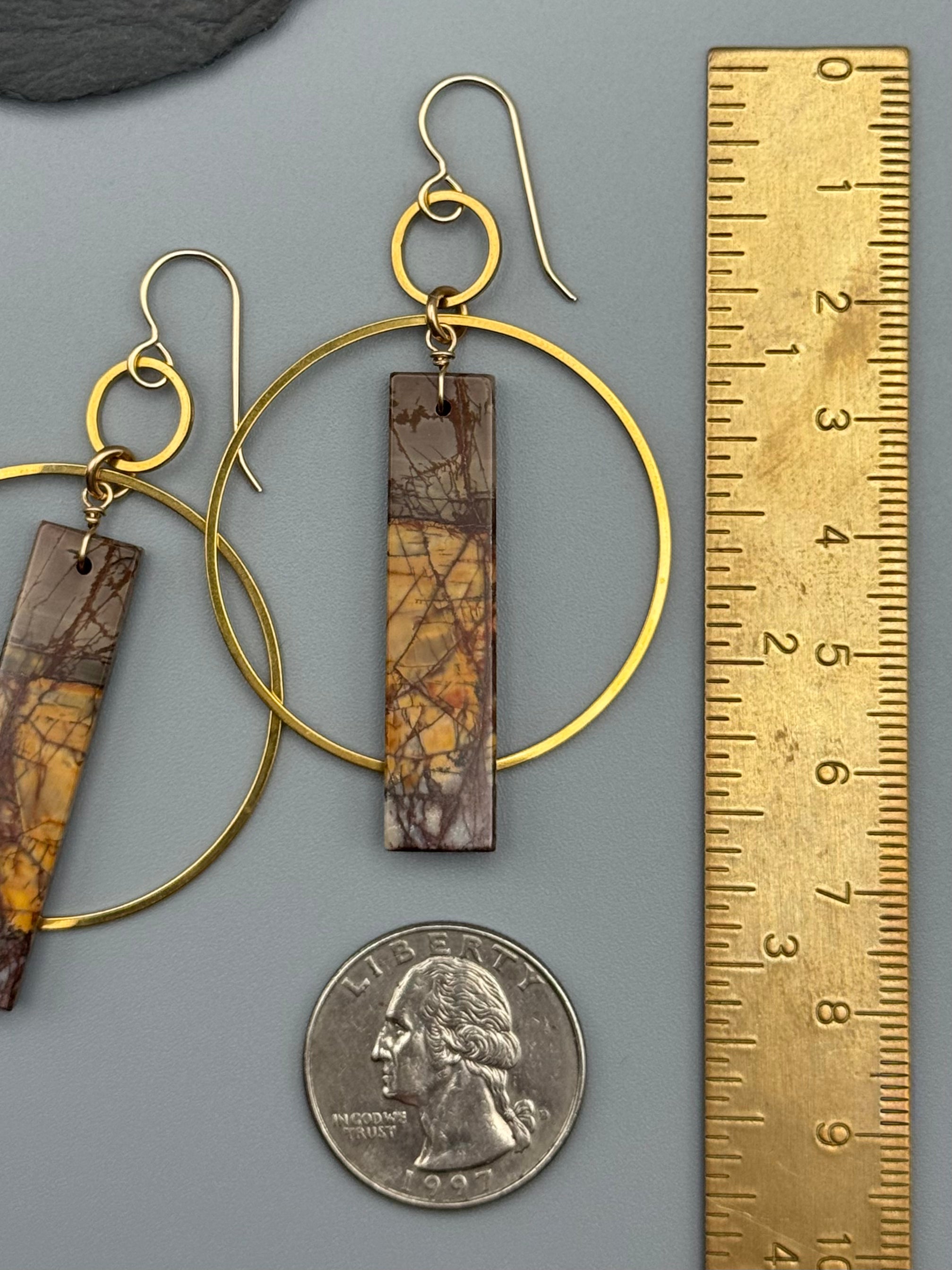 •EQUA-ORBIT• red creek jasper + gold earrings