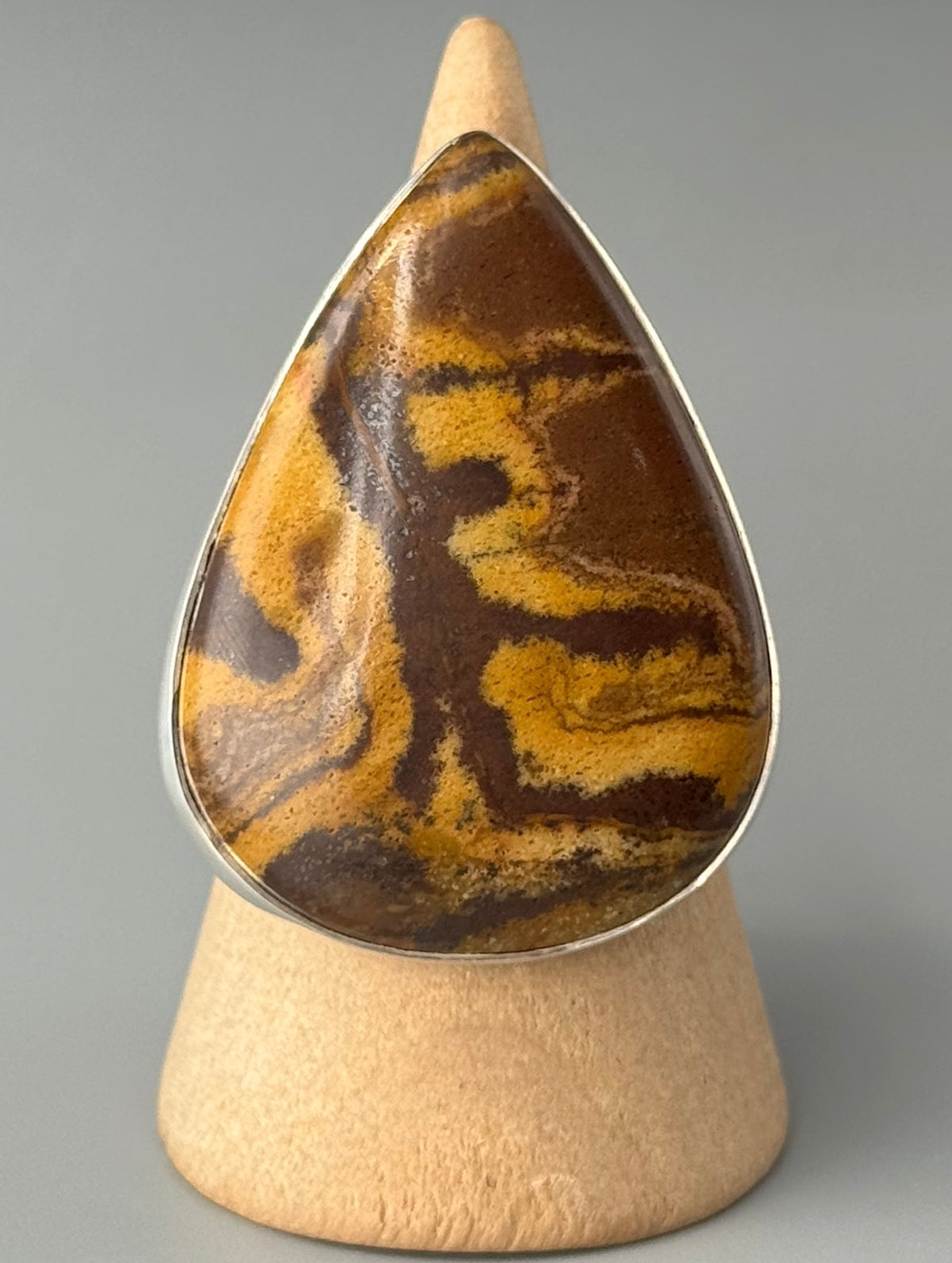 •AUSTRALIAN PICTURE JASPER - LARGE TEAR• sterling silver ring (size 8.75)