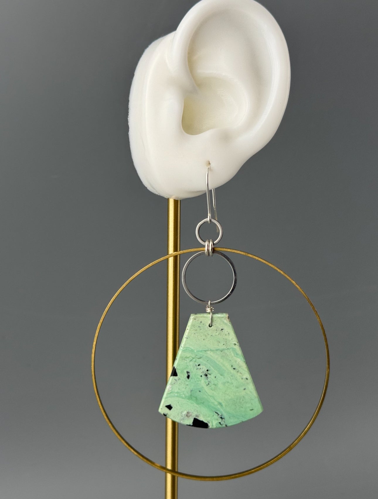 •EQUA-LUNA JUMBO• nevada variscite + mixed metal earrings