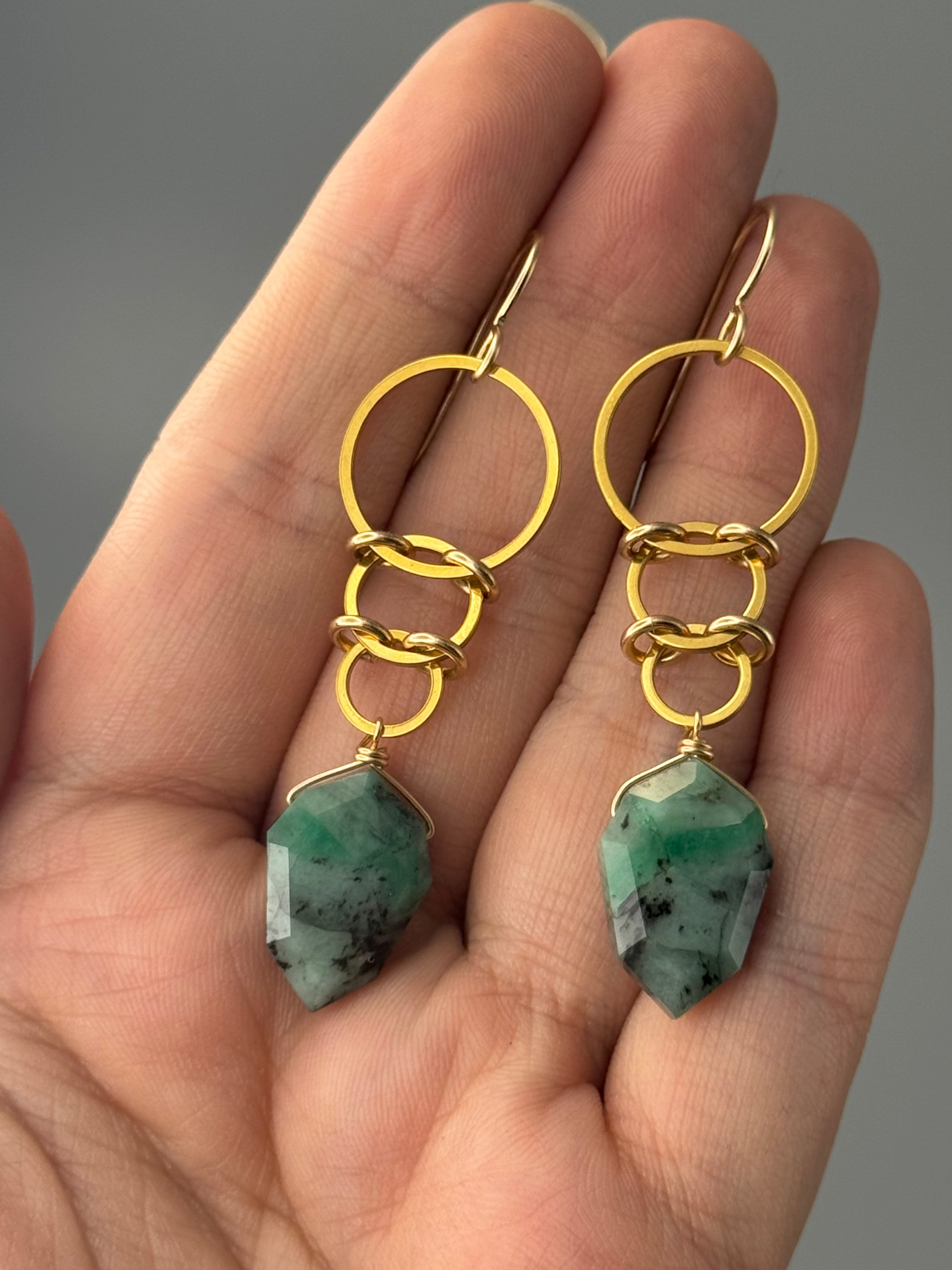 •EOWYN• emerald + gold earrings