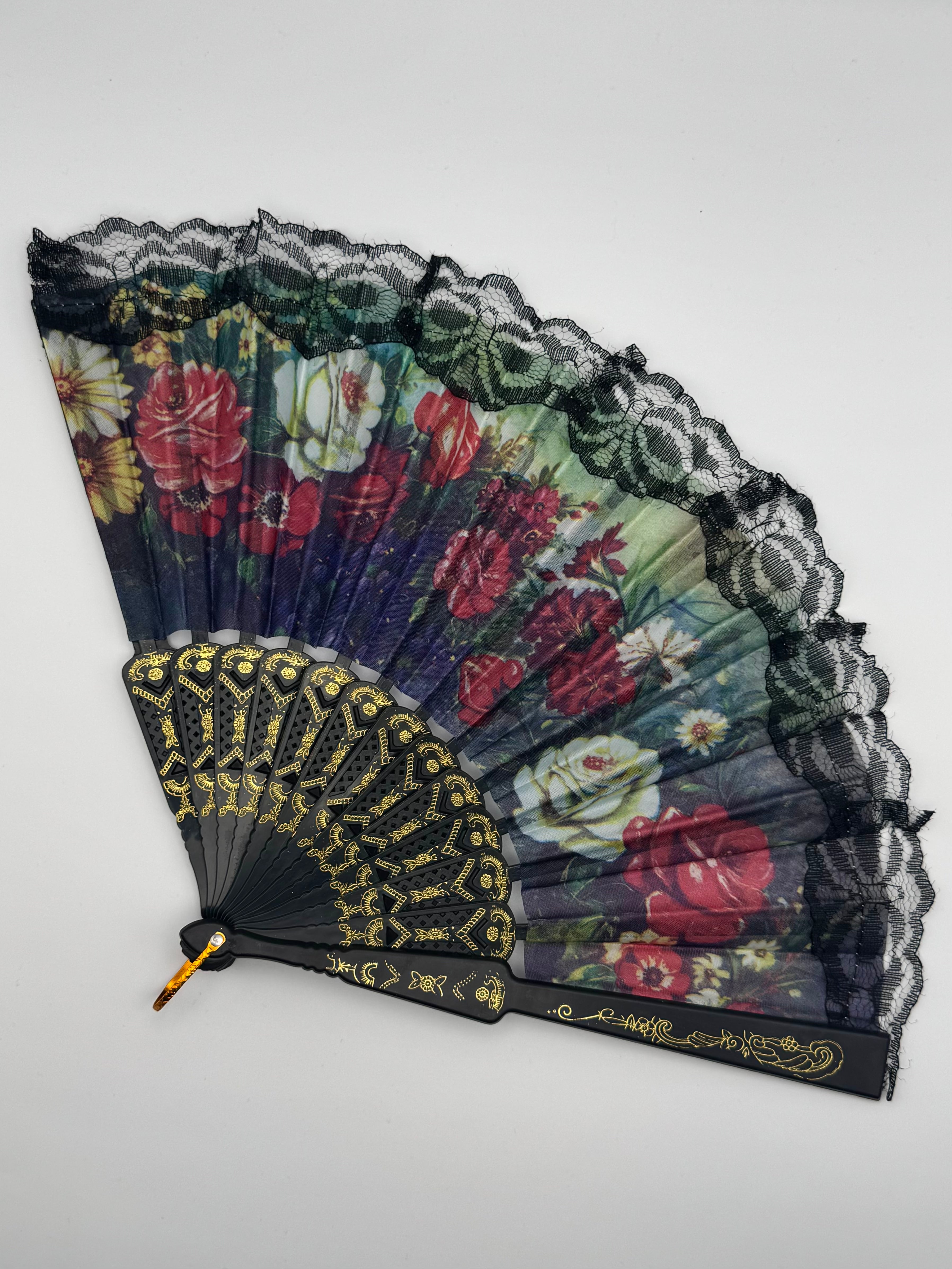 •LOVETT• goth lace floral folding fan