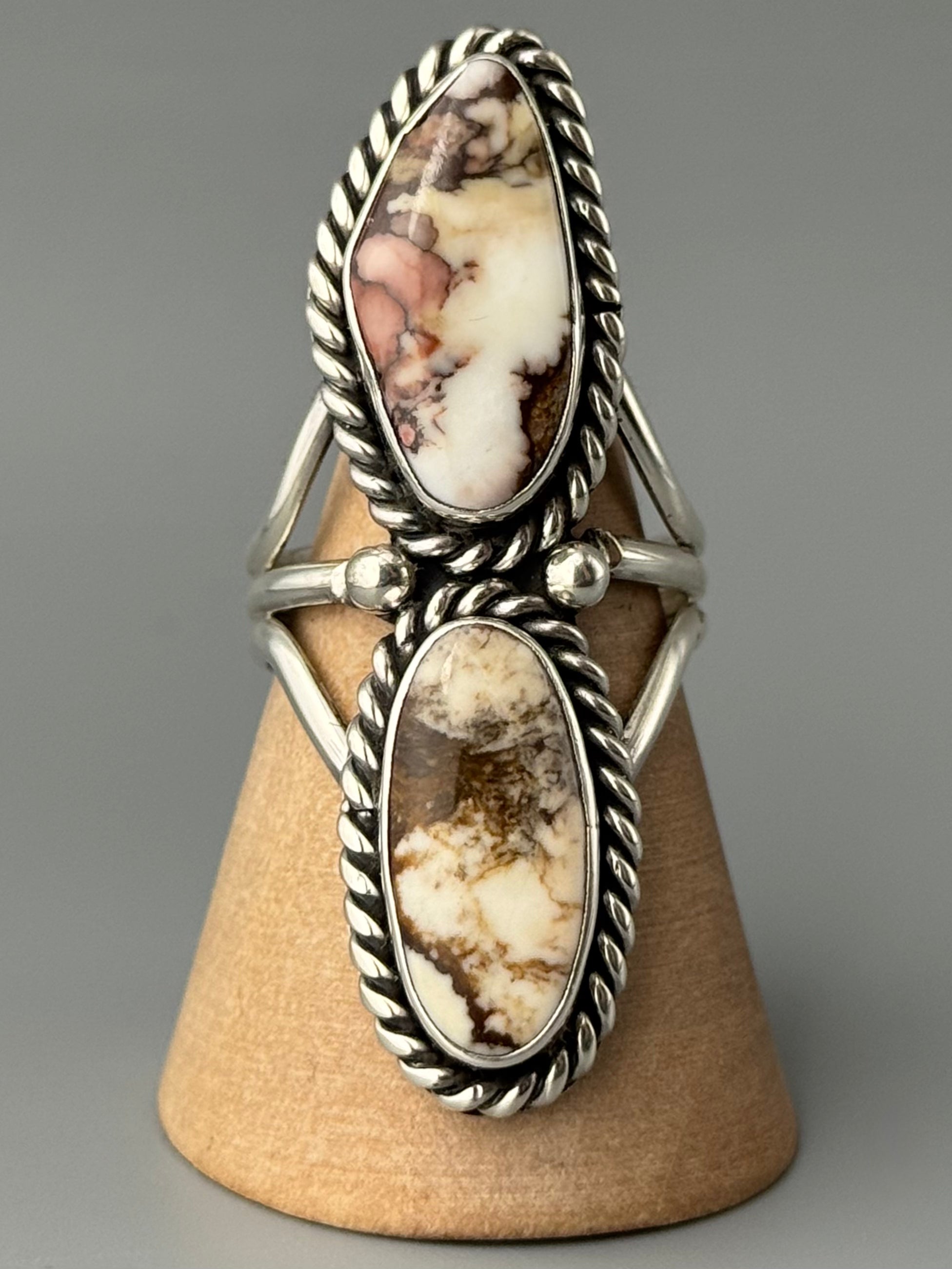 •WILD HORSE JASPER - NAAKI• Navajo silver ring (size 9.5)
