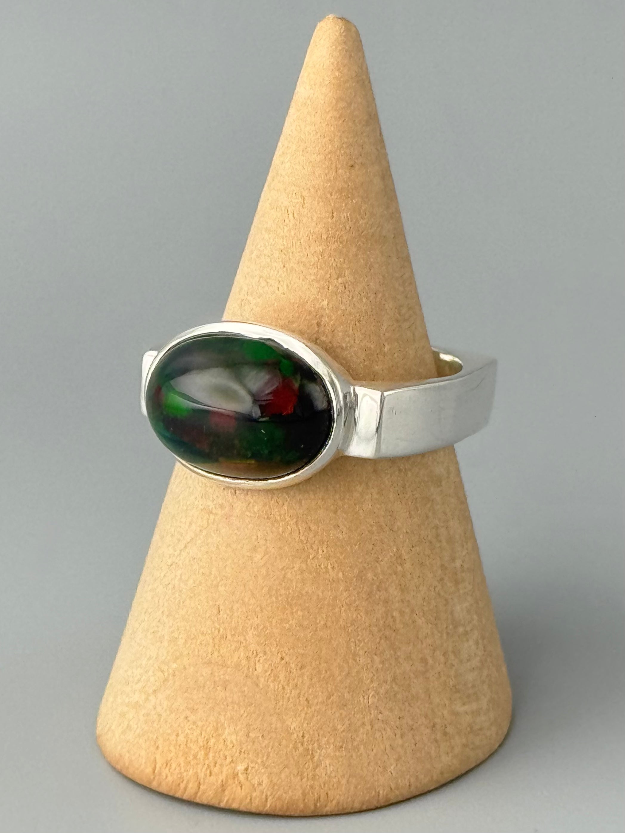 •ETHIOPIAN OPAL - MOD SIGNET• square band silver ring (size 9.25)