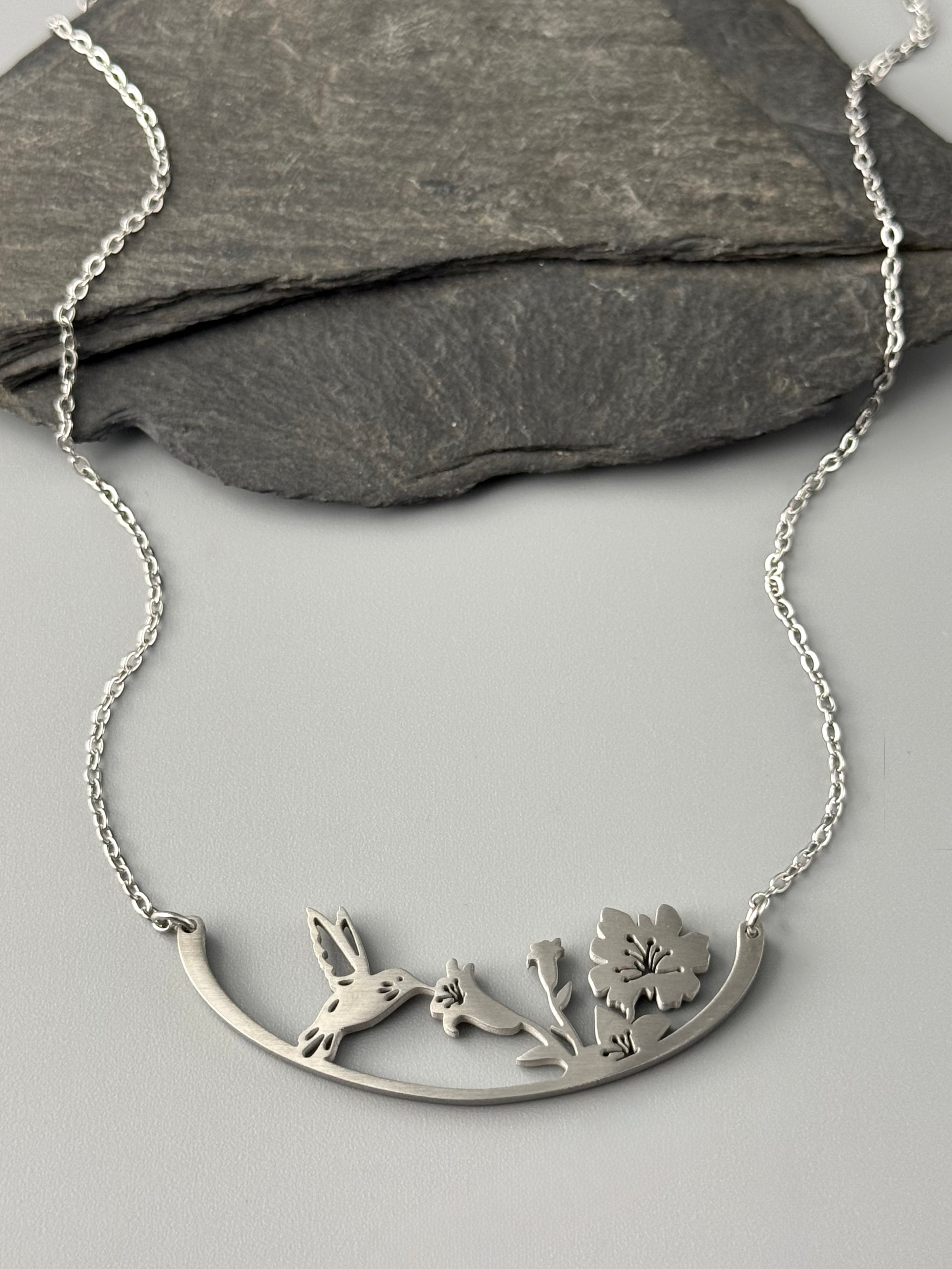 •HUMMINGBIRD• stainless steel necklace (17" or 20" long)