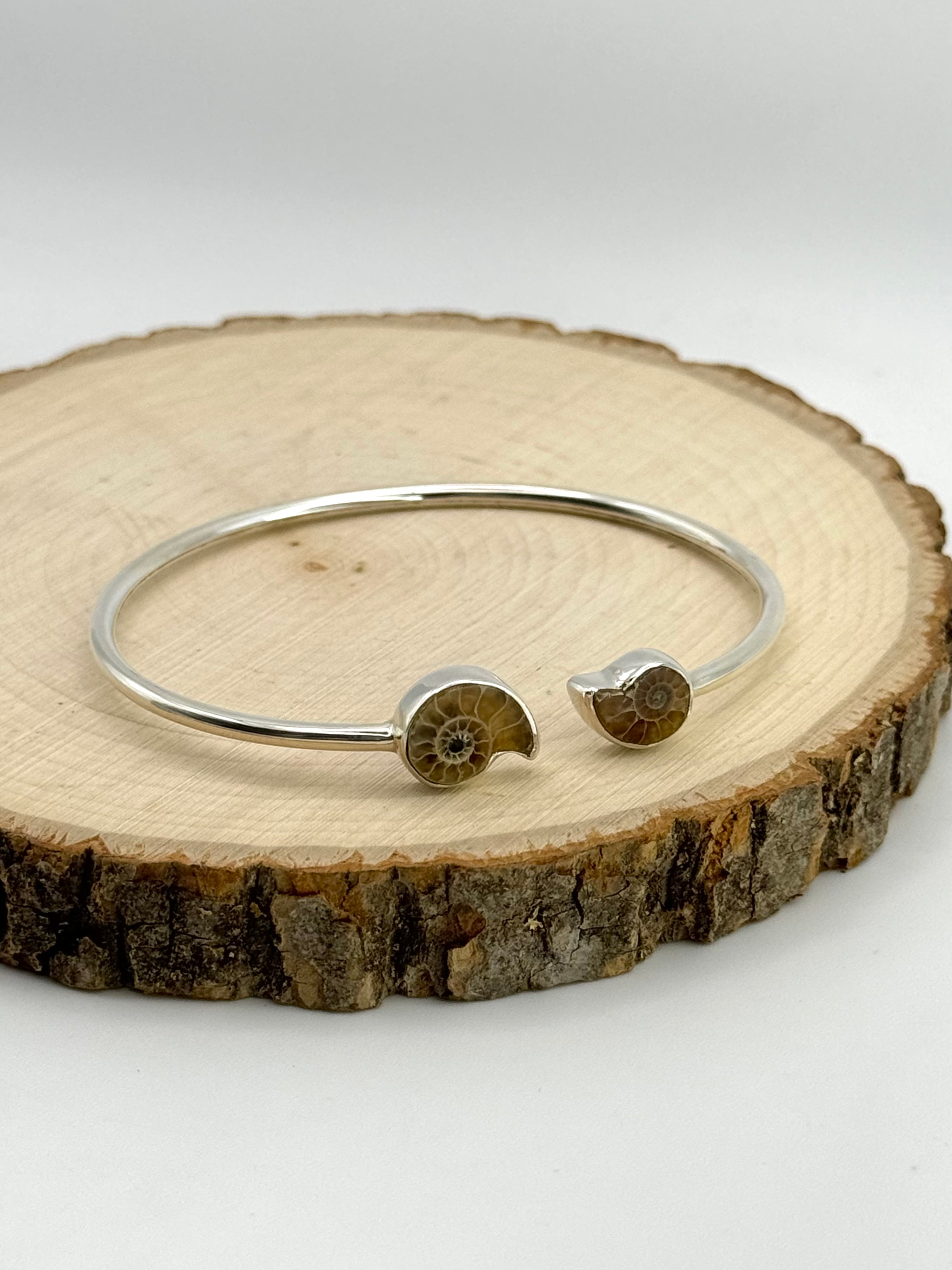 •MAMA + BABY• ammonite + silver twist-on cuff bracelet