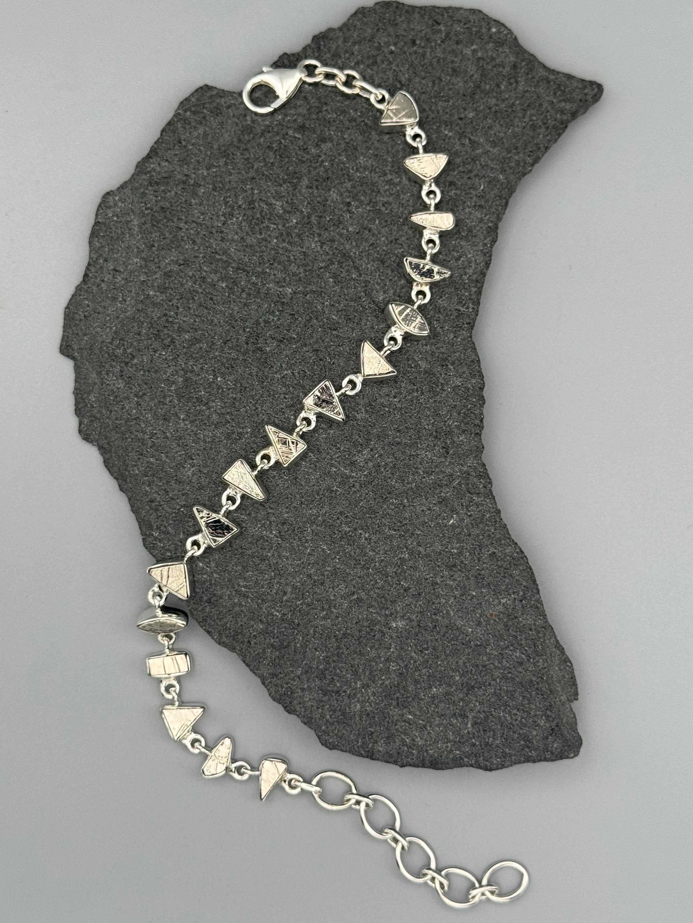 •METEORITE - GEO MIX• linked silver bracelet (7.5" - 9")