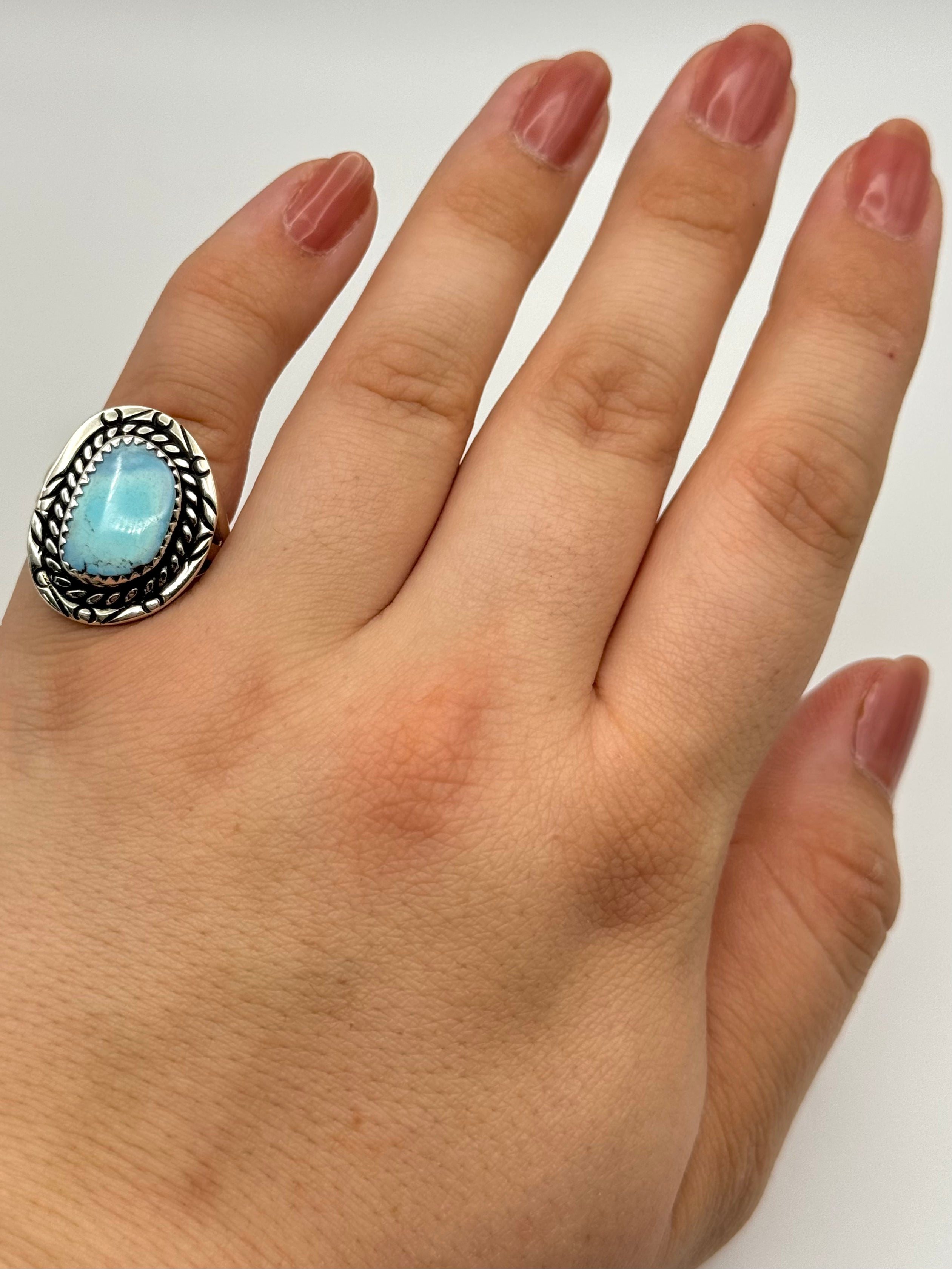 •GOLDEN HILL TURQUOISE• Navajo silver ring (size 7)