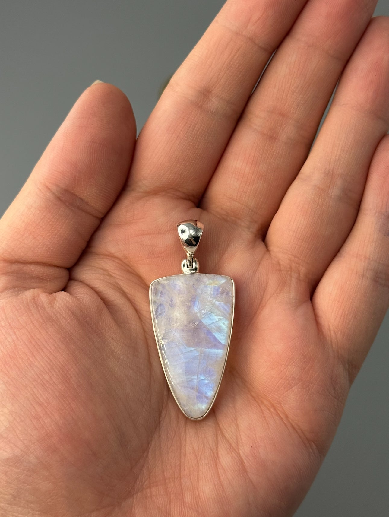 •RAINBOW MOONSTONE FANG• sterling silver pendant