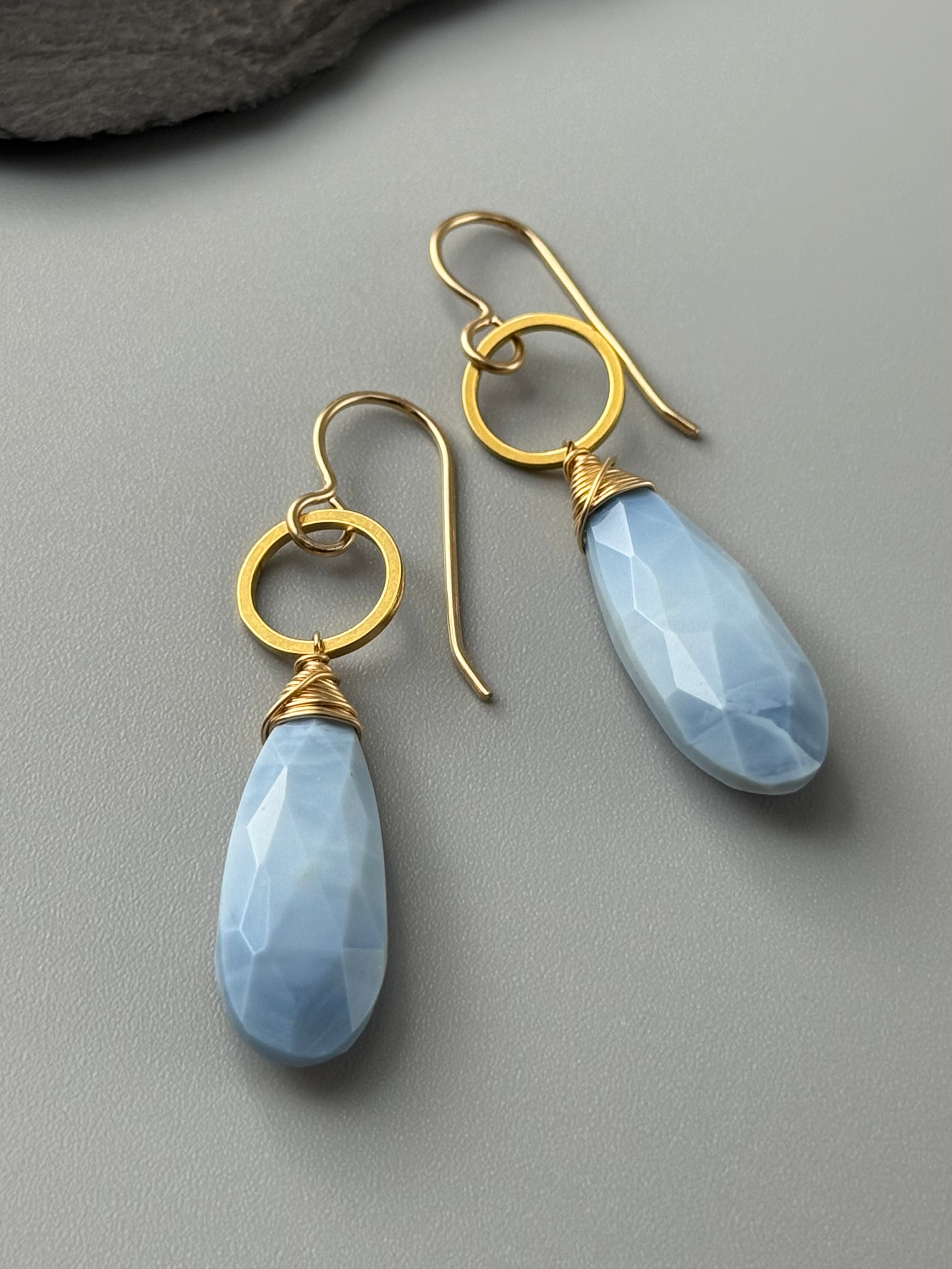 •LUNA• blue opal + gold earrings
