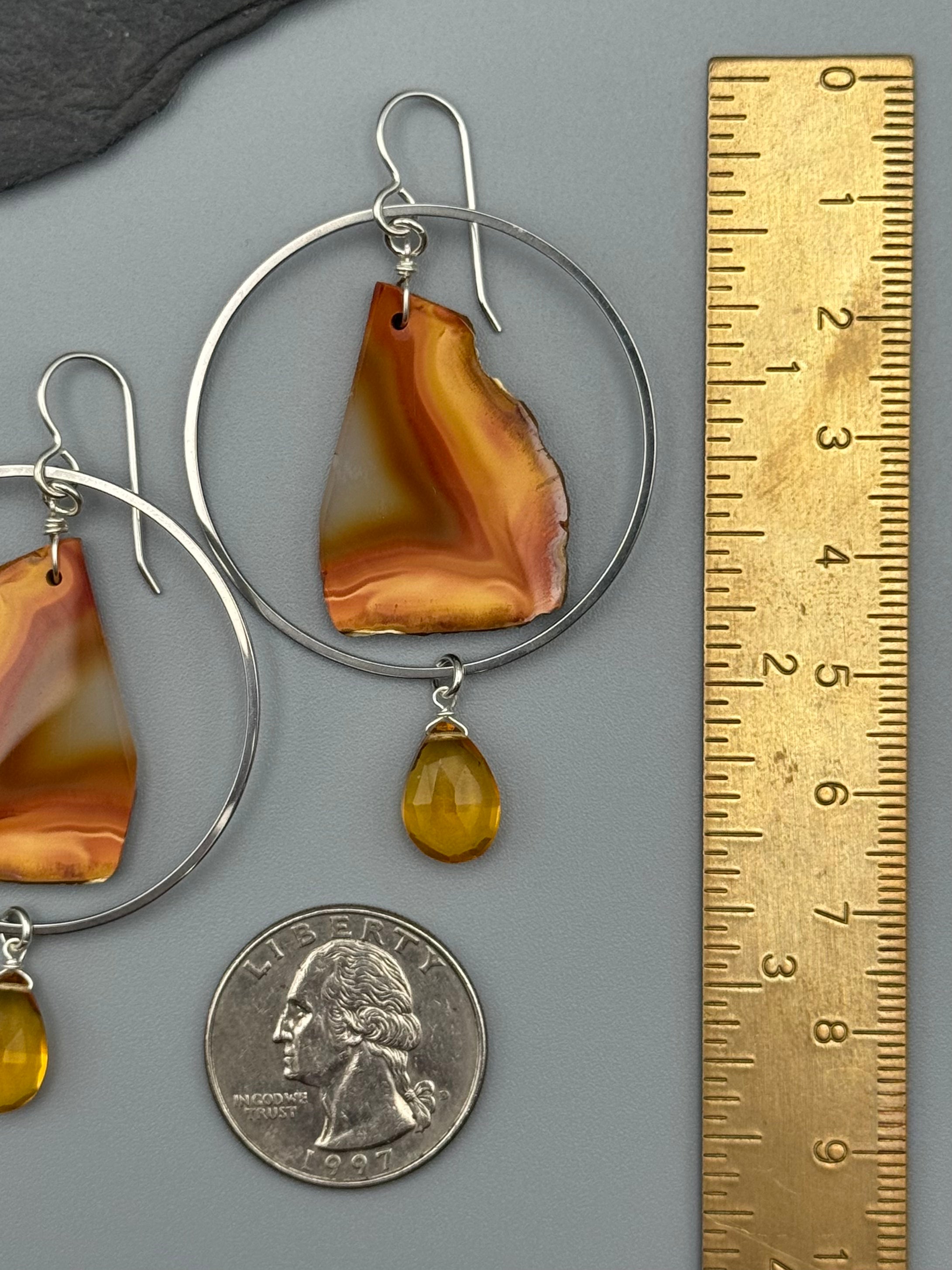 •LUNA• carnelian + citrine silver earrings