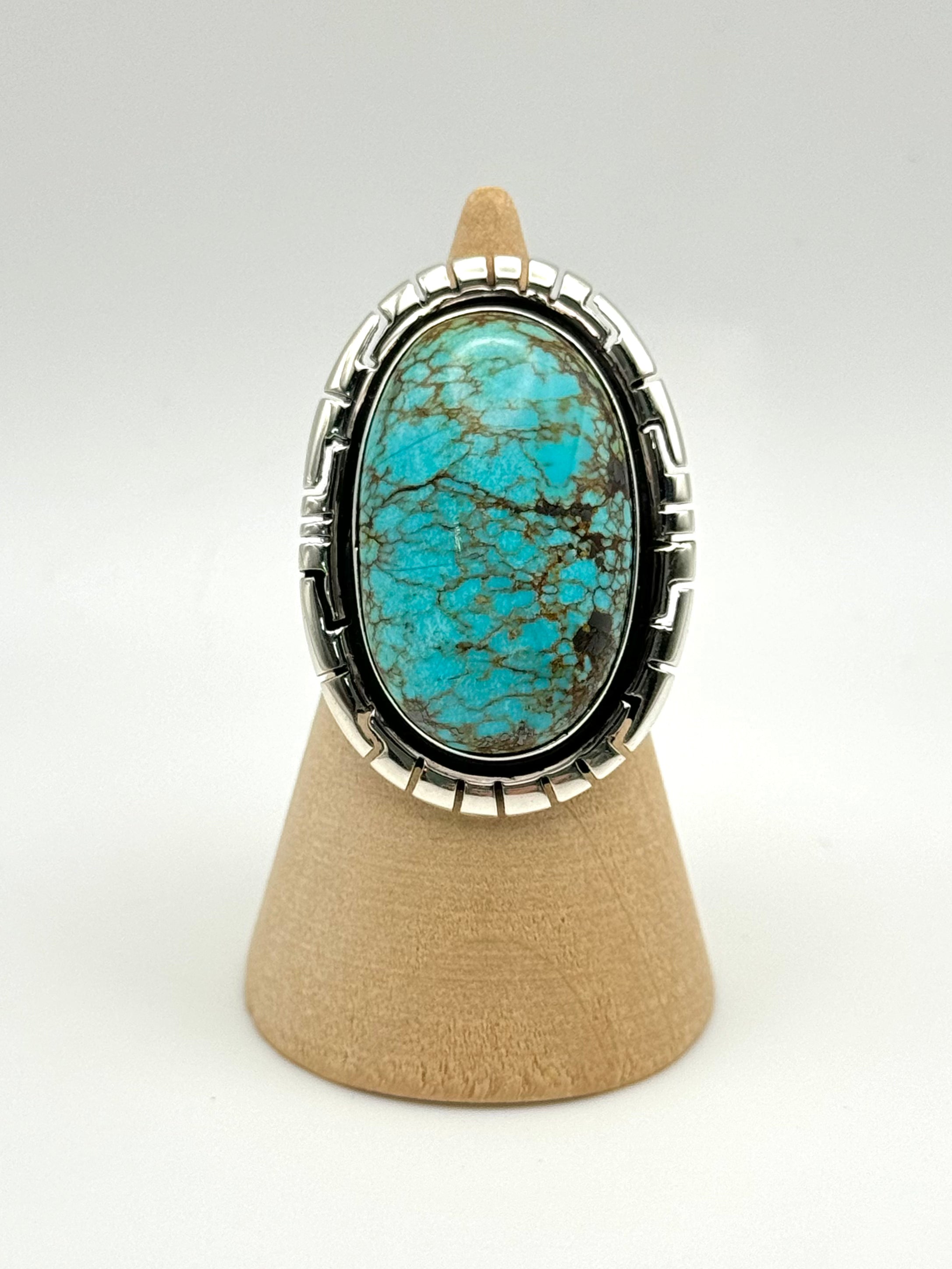 •#8 NEVADA TURQUOISE - BIGGIE• Navajo silver ring (size 7.25)