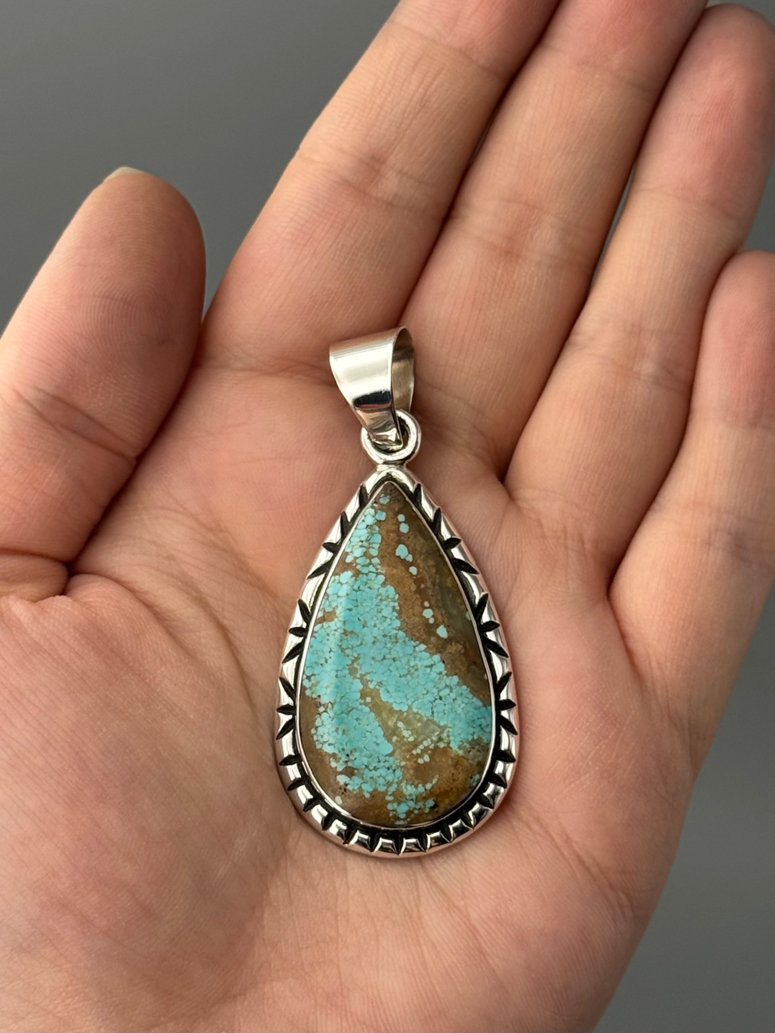 •#8 TURQUOISE - SNAKE WISDOM - 2• Navajo sterling silver pendant