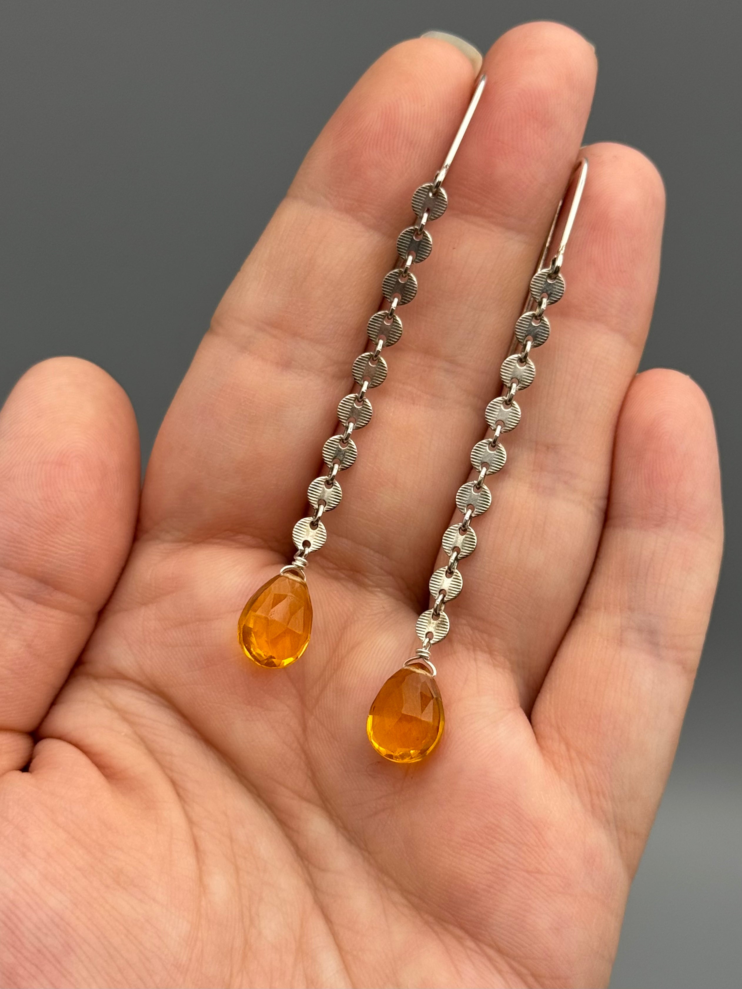 •MANY MOONS• citrine + silver earrings