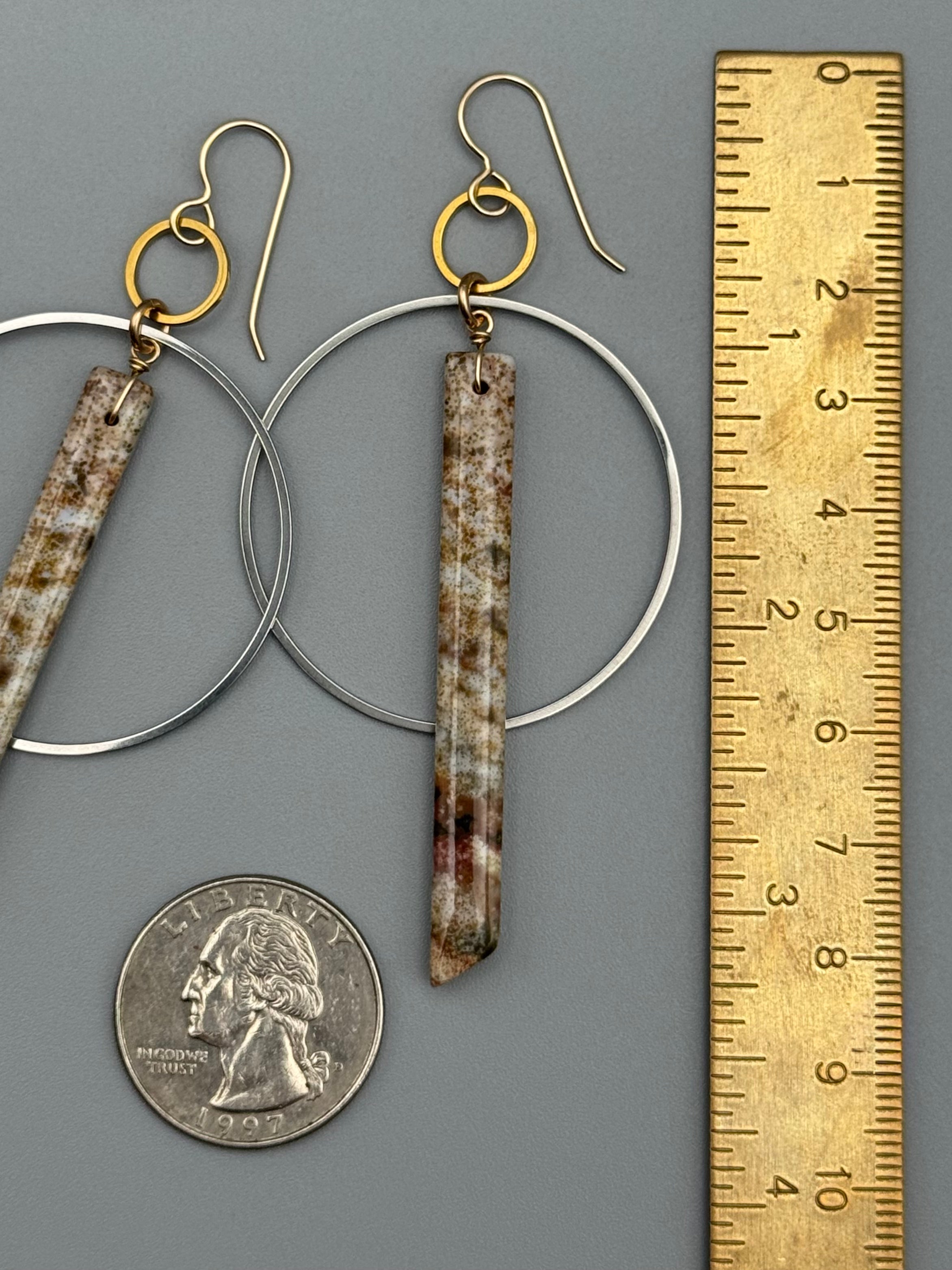 •EQUA-ORBIT• ocean jasper + mixed metal earrings