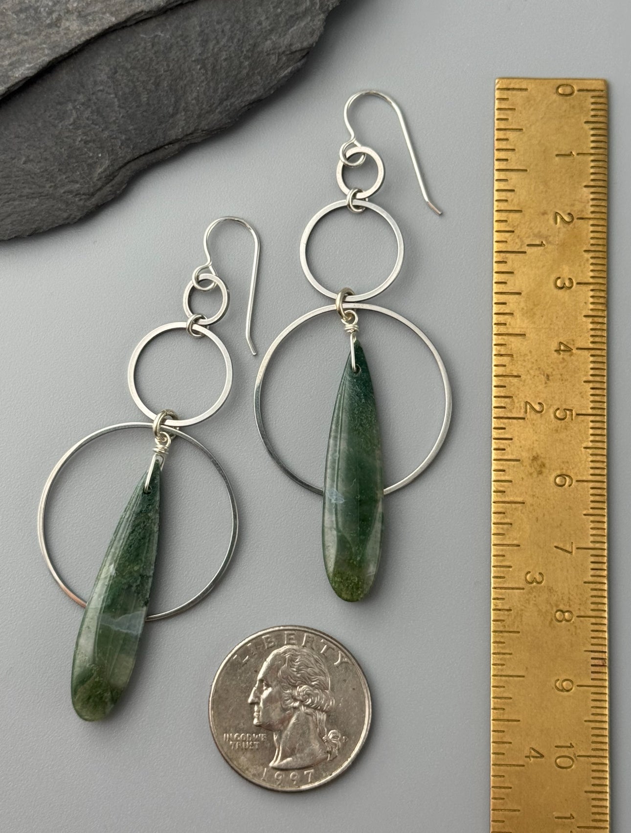 •EQUA-ORBIT• moss agate + silver earrings