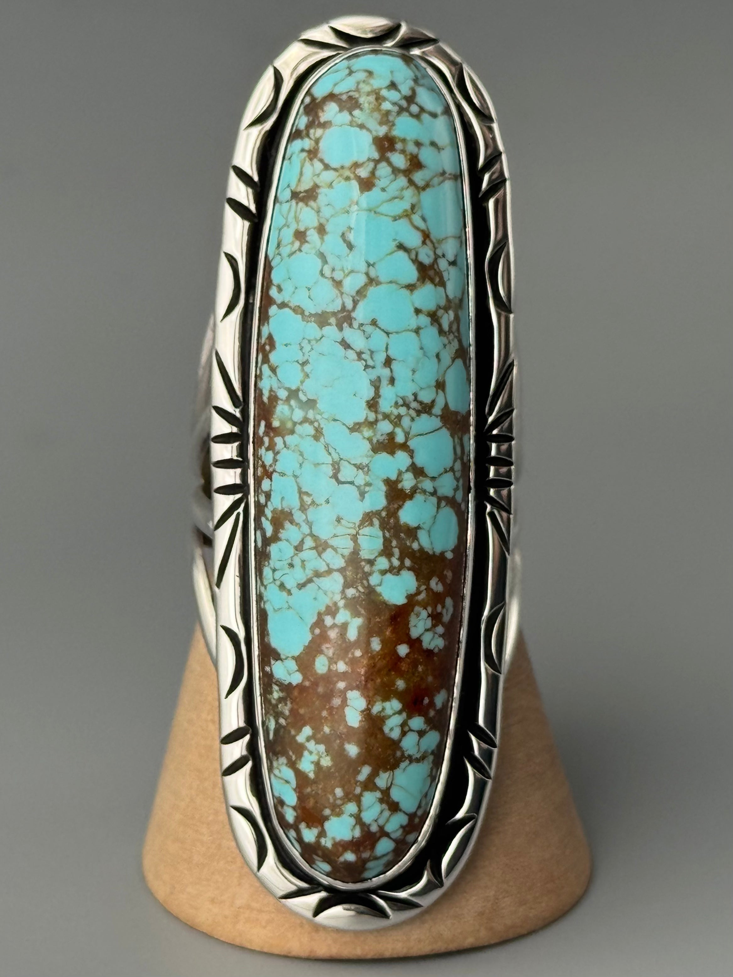 •#8 TURQUOISE - AZHÍ• Navajo silver ring (size 10)