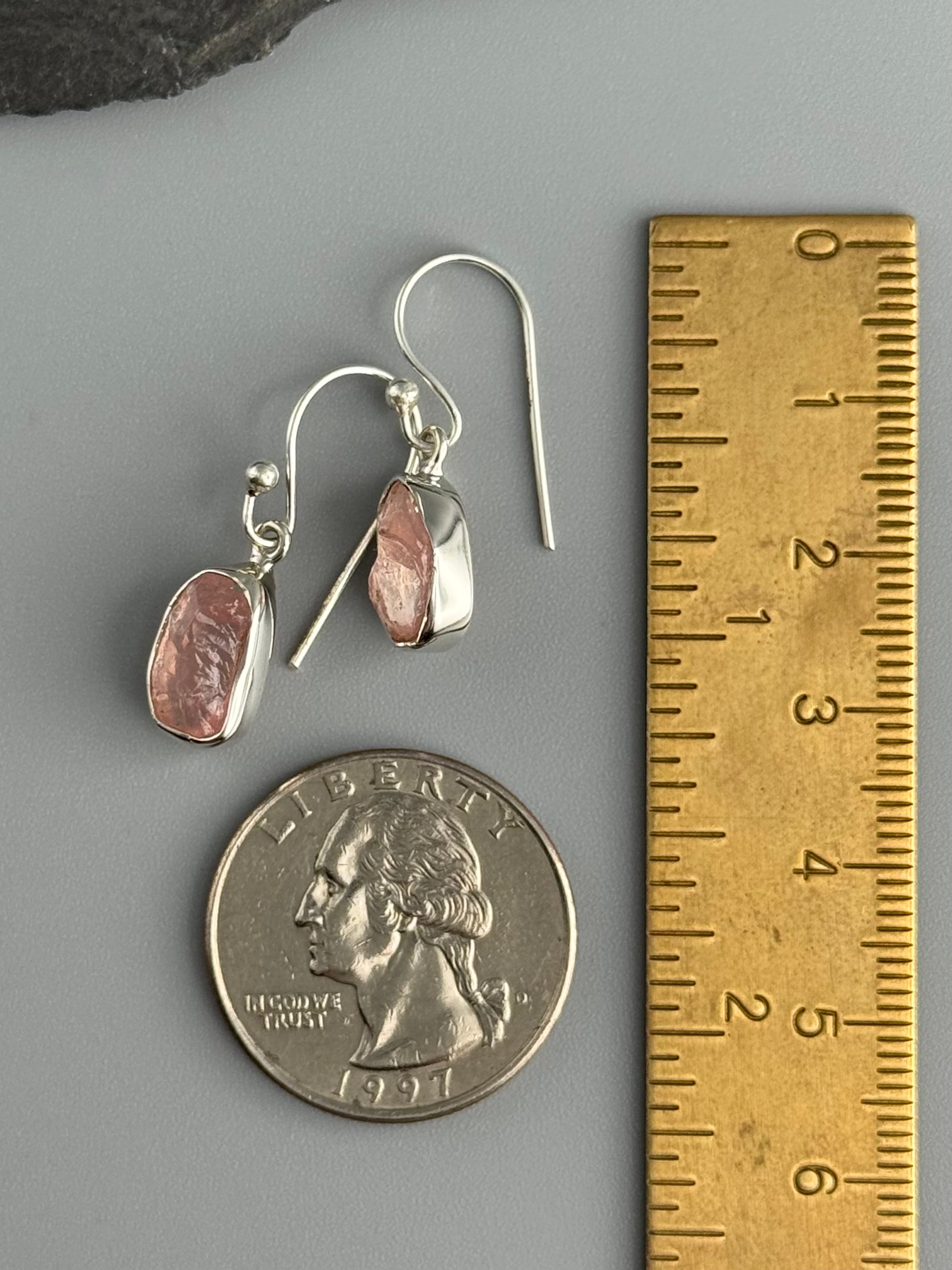 •ROSE QUARTZ - FREEFORMS• silver dangle earrings