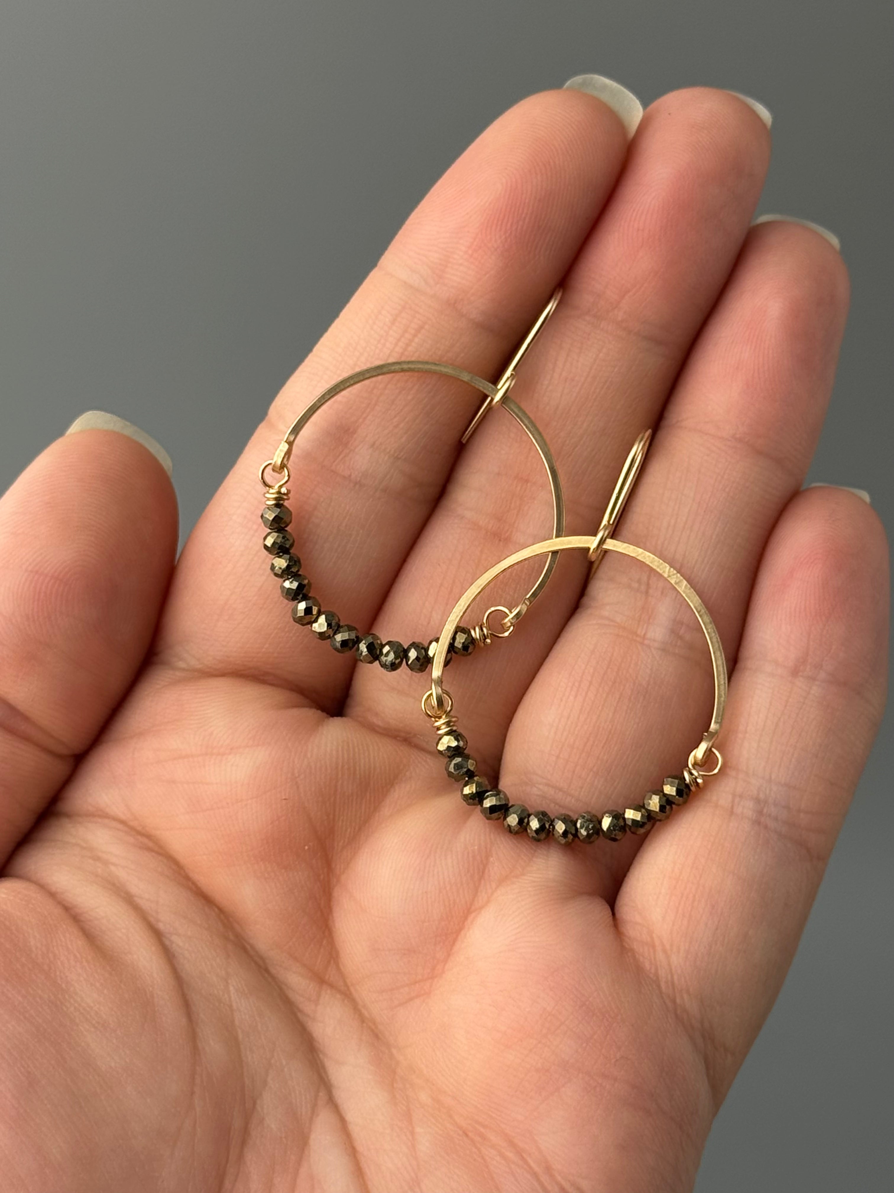•HOOP DANGLE• pyrite + gold earrings