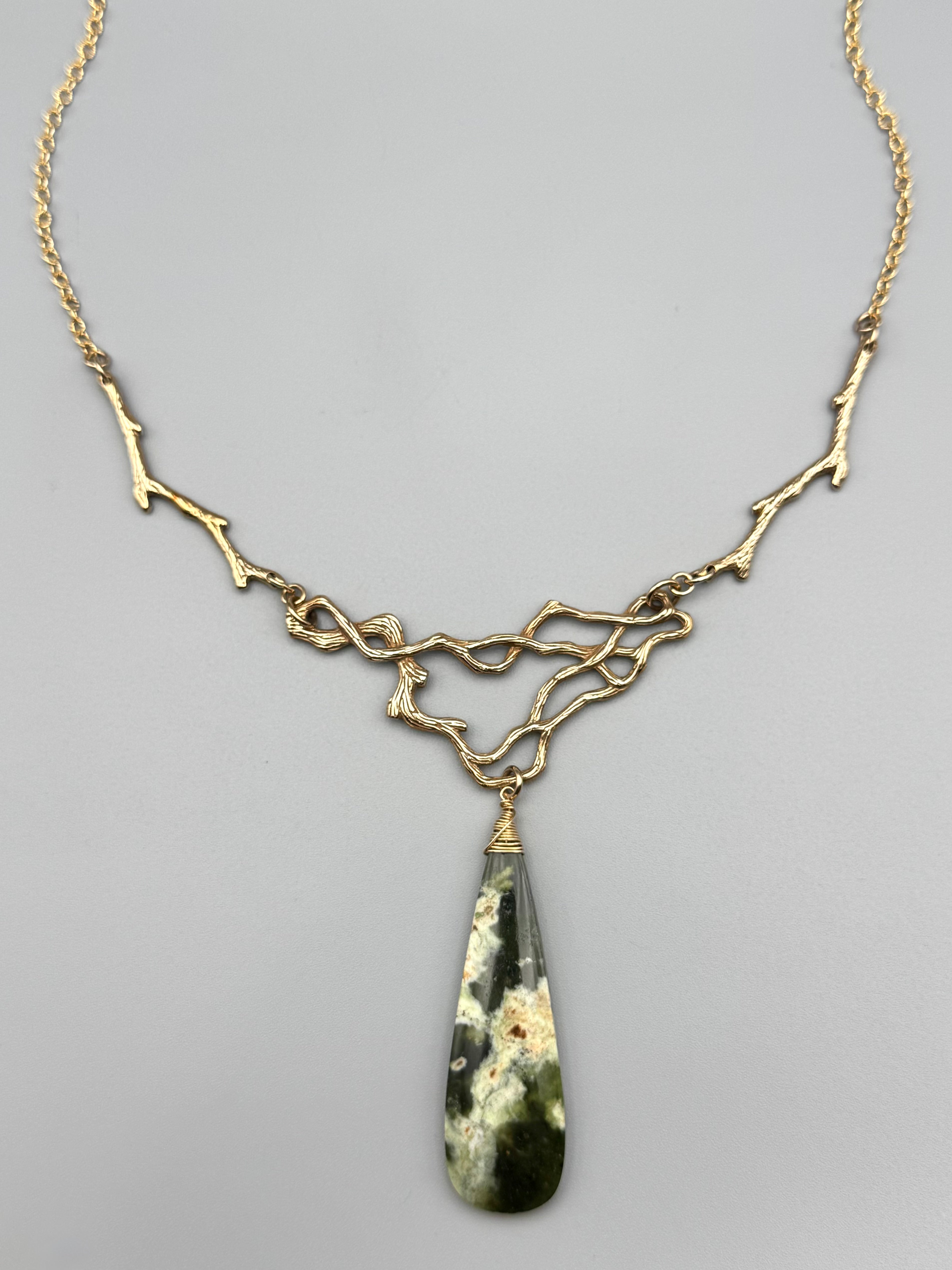 •TSIN• chrome chalcedony + gold necklace (16"-18" long)