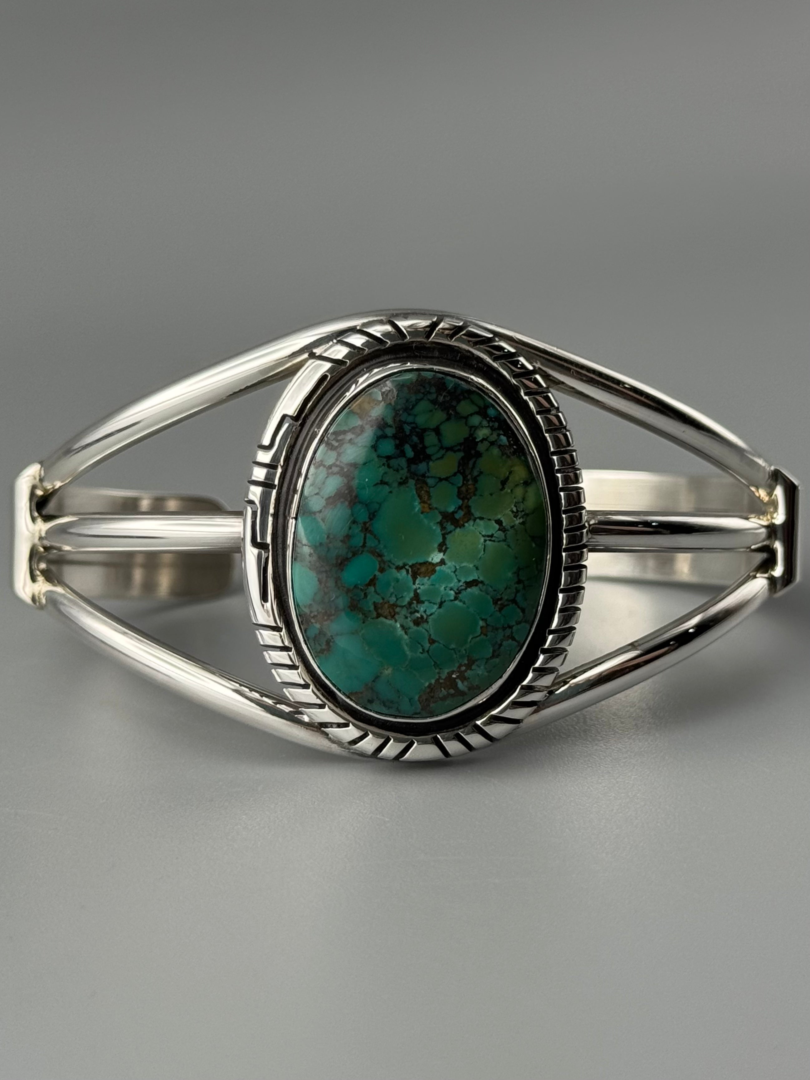 •TURQUOISE - STORM• Navajo silver cuff bracelet (7.25" +/-)