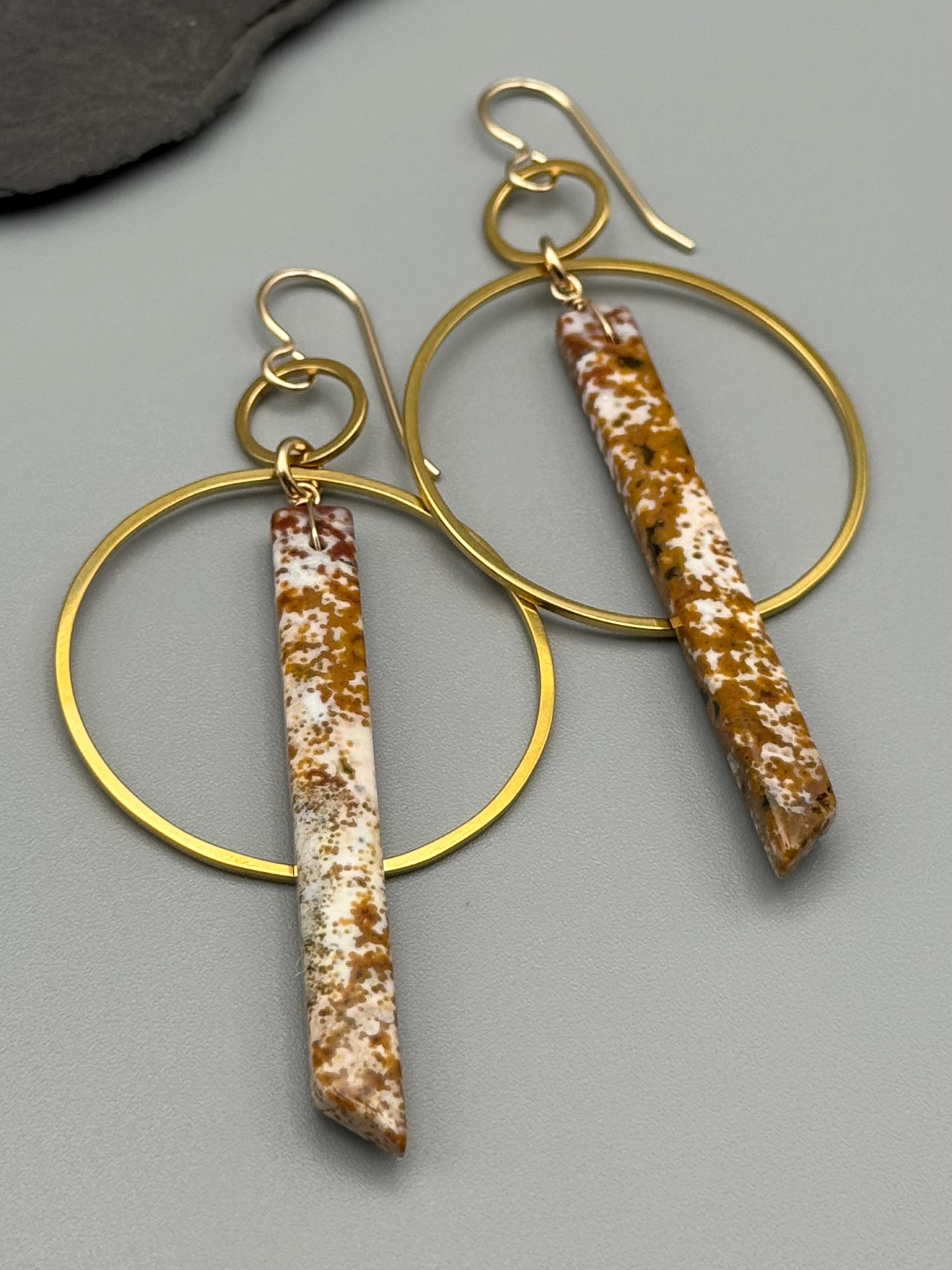 •EQUA-ORBIT• ocean jasper + gold earrings