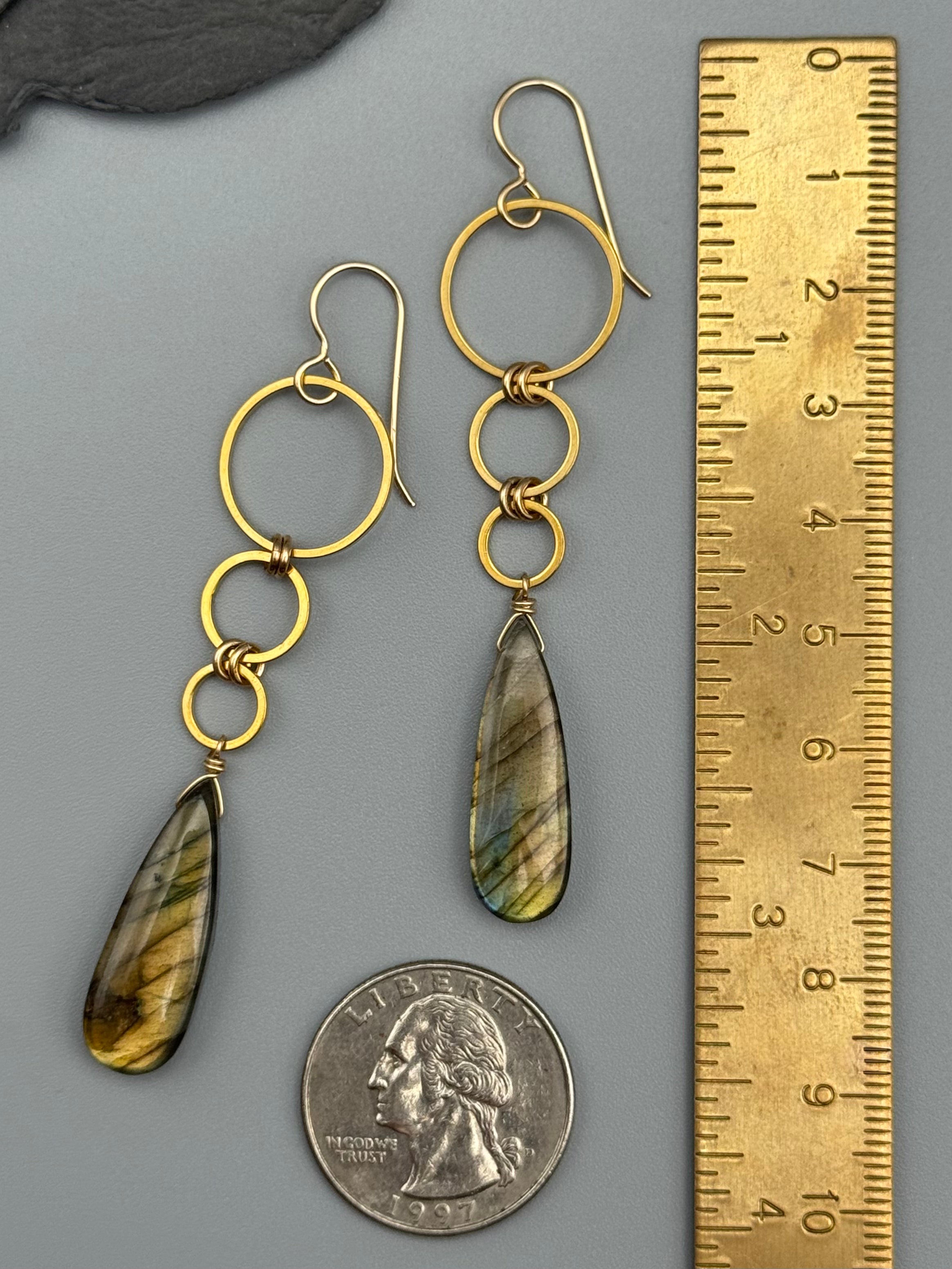 •6 OF CUPS• golden labradorite + gold earrings