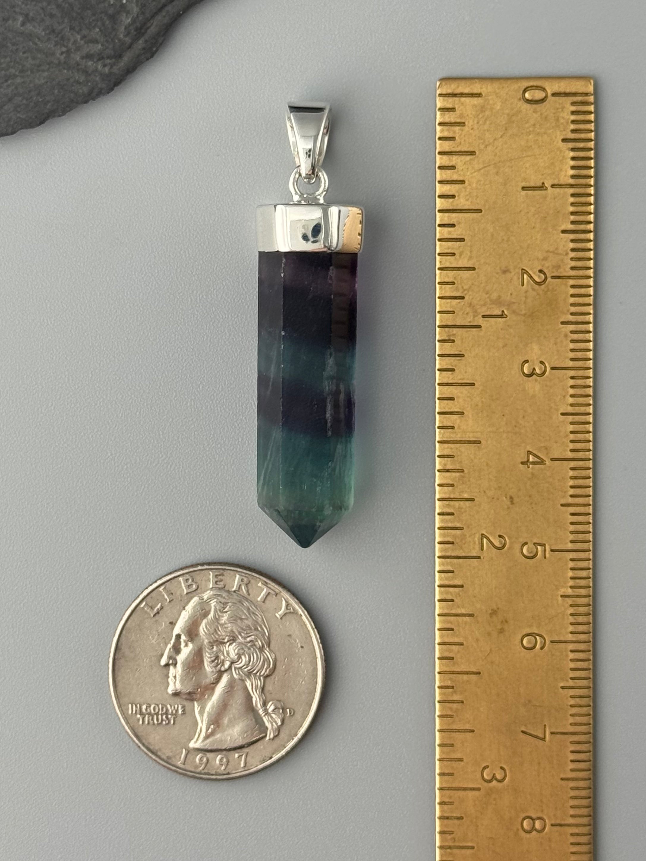 •FLUORITE POINT - 2• sterling silver pendant
