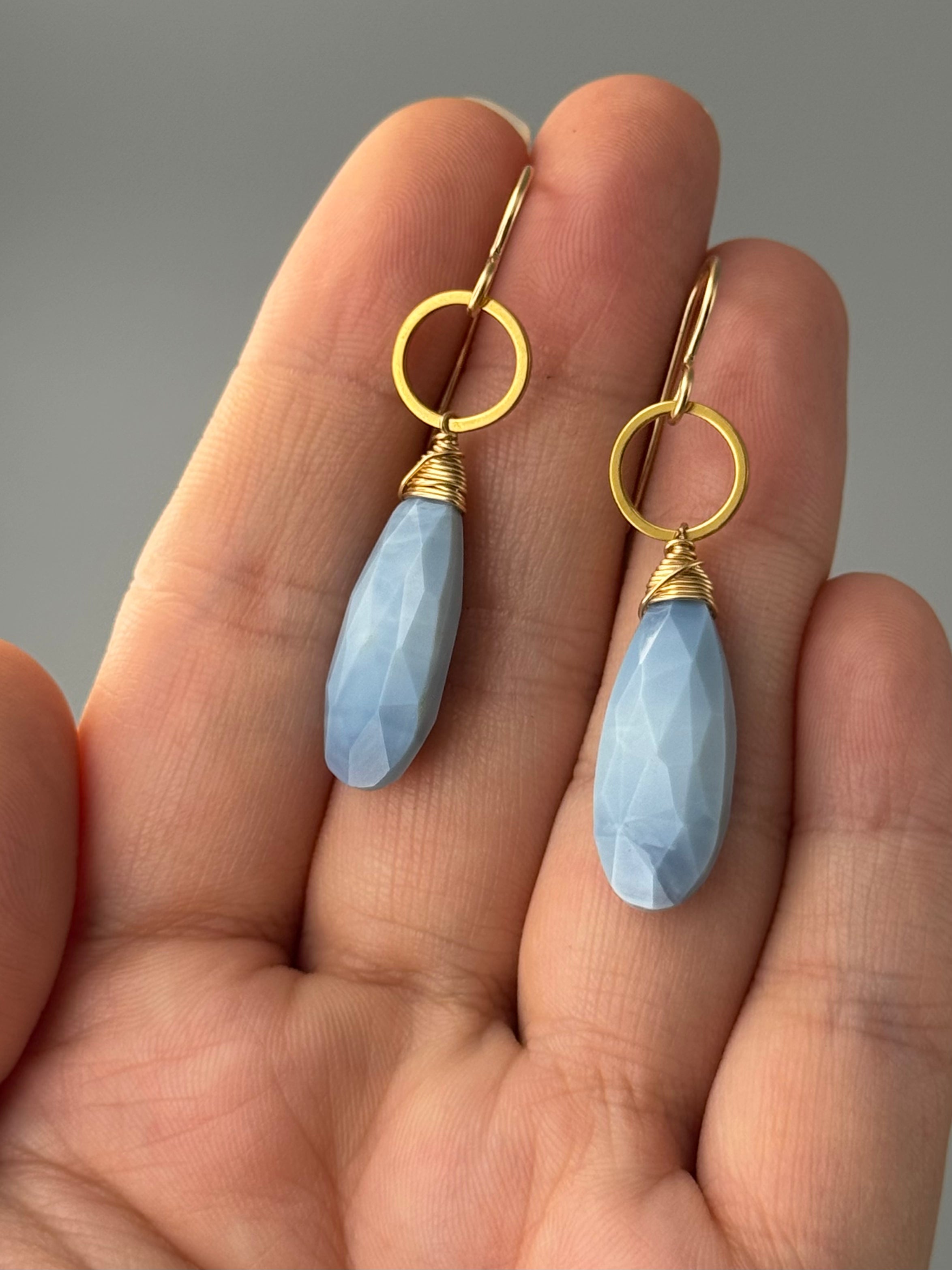 •LUNA• blue opal + gold earrings
