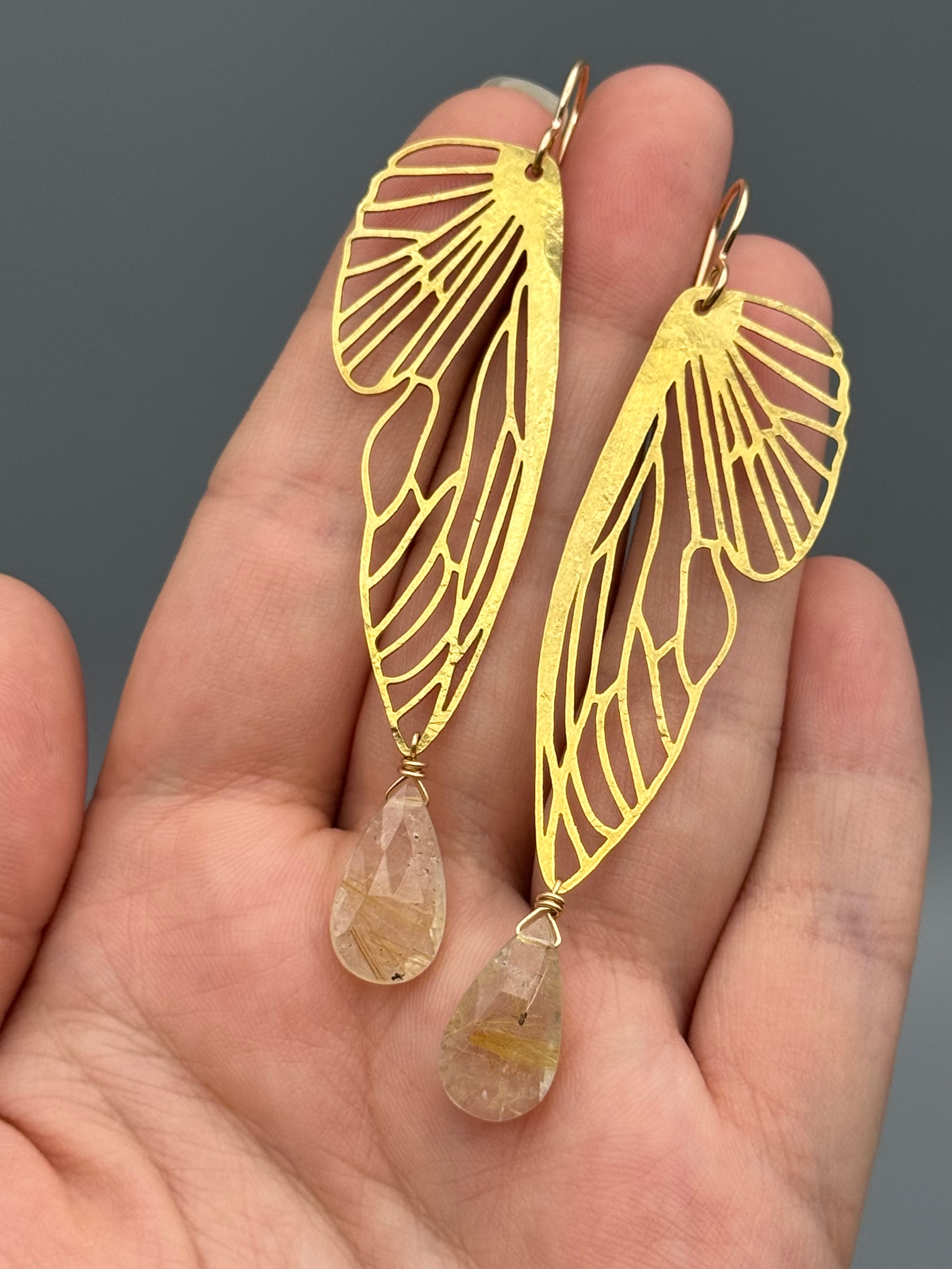 •METAMORPH• rutilated quartz + gold earrings