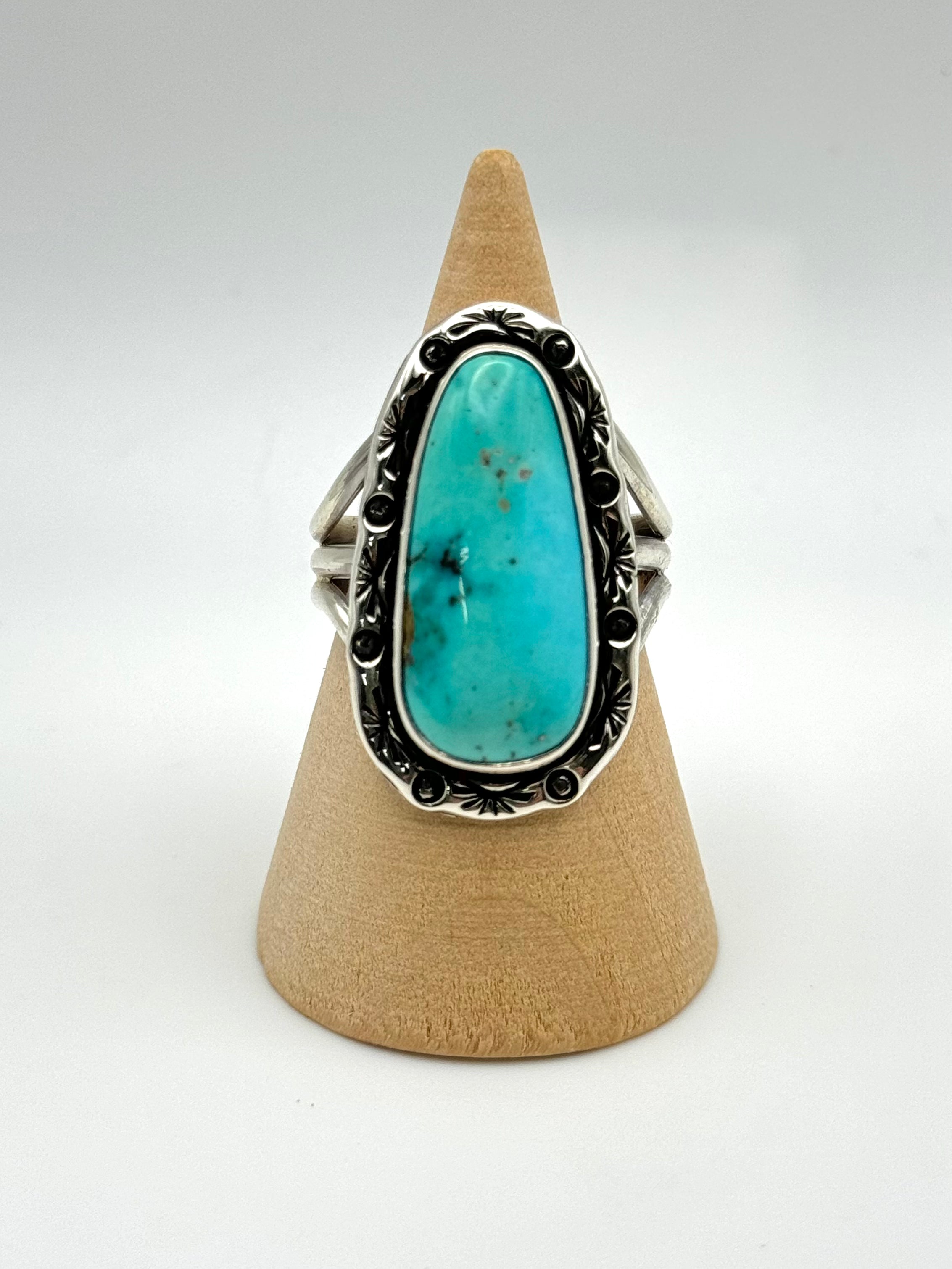 •KINGMAN TURQUOISE• Navajo silver ring (size 10)