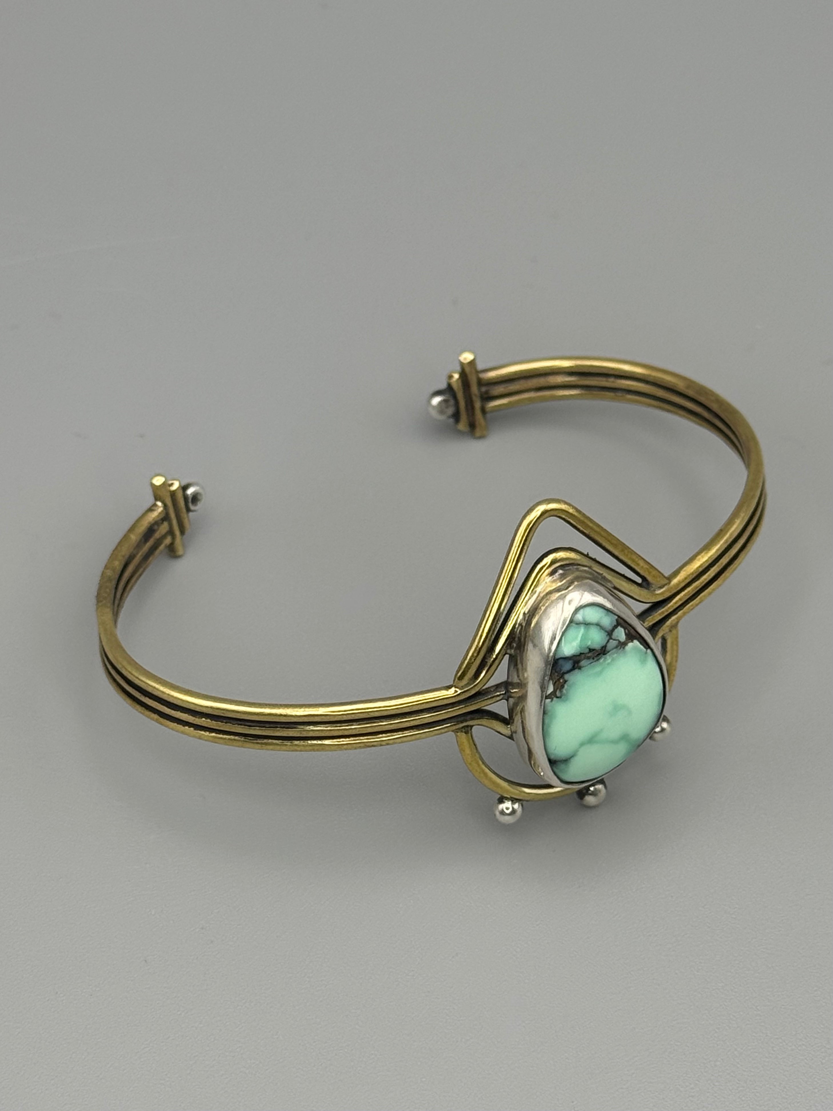 •TURQUOISE FREEFORM• mixed metal cuff bracelet