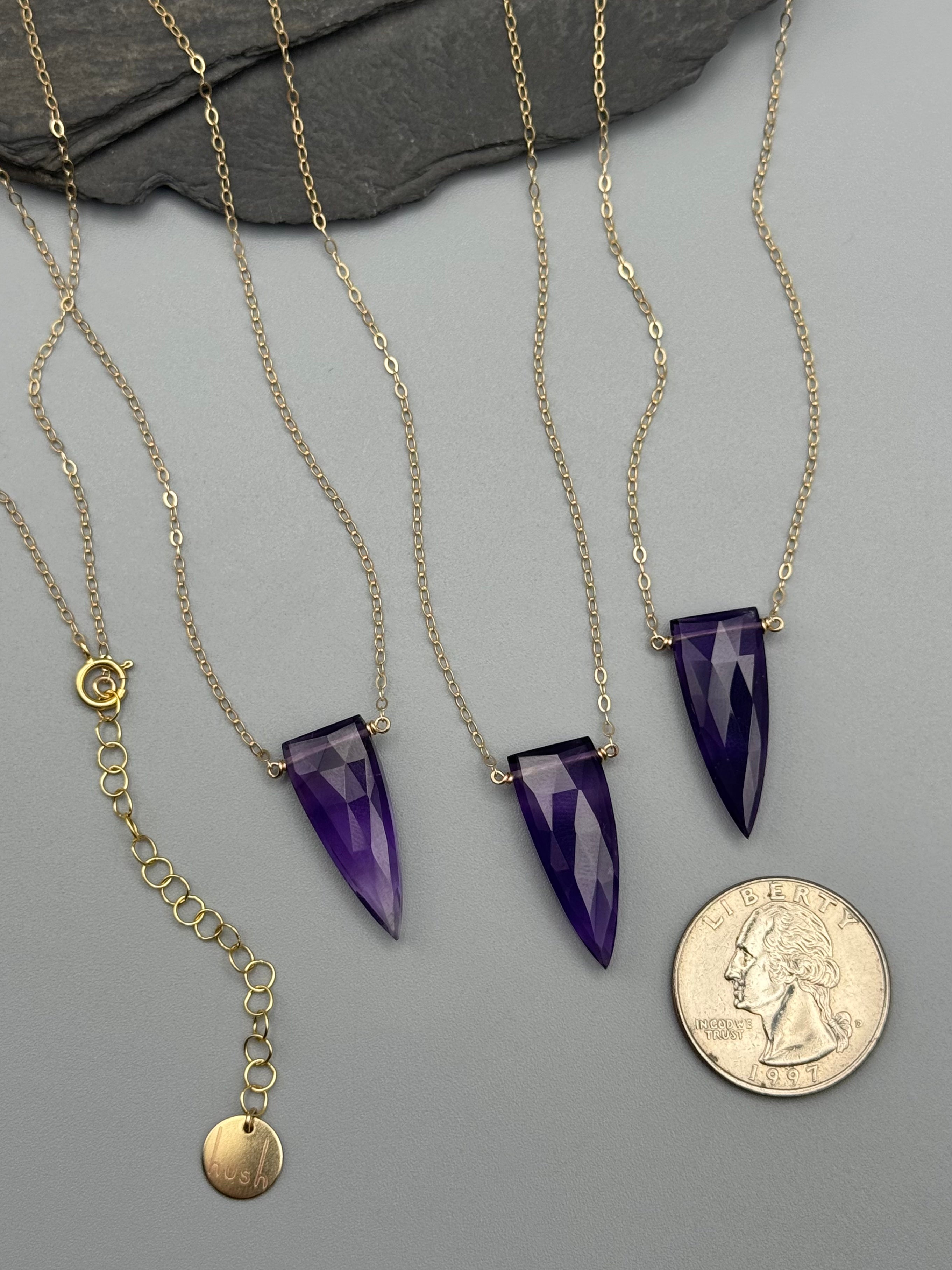•STRAY• faceted amethyst fang + gold necklace (various lengths)