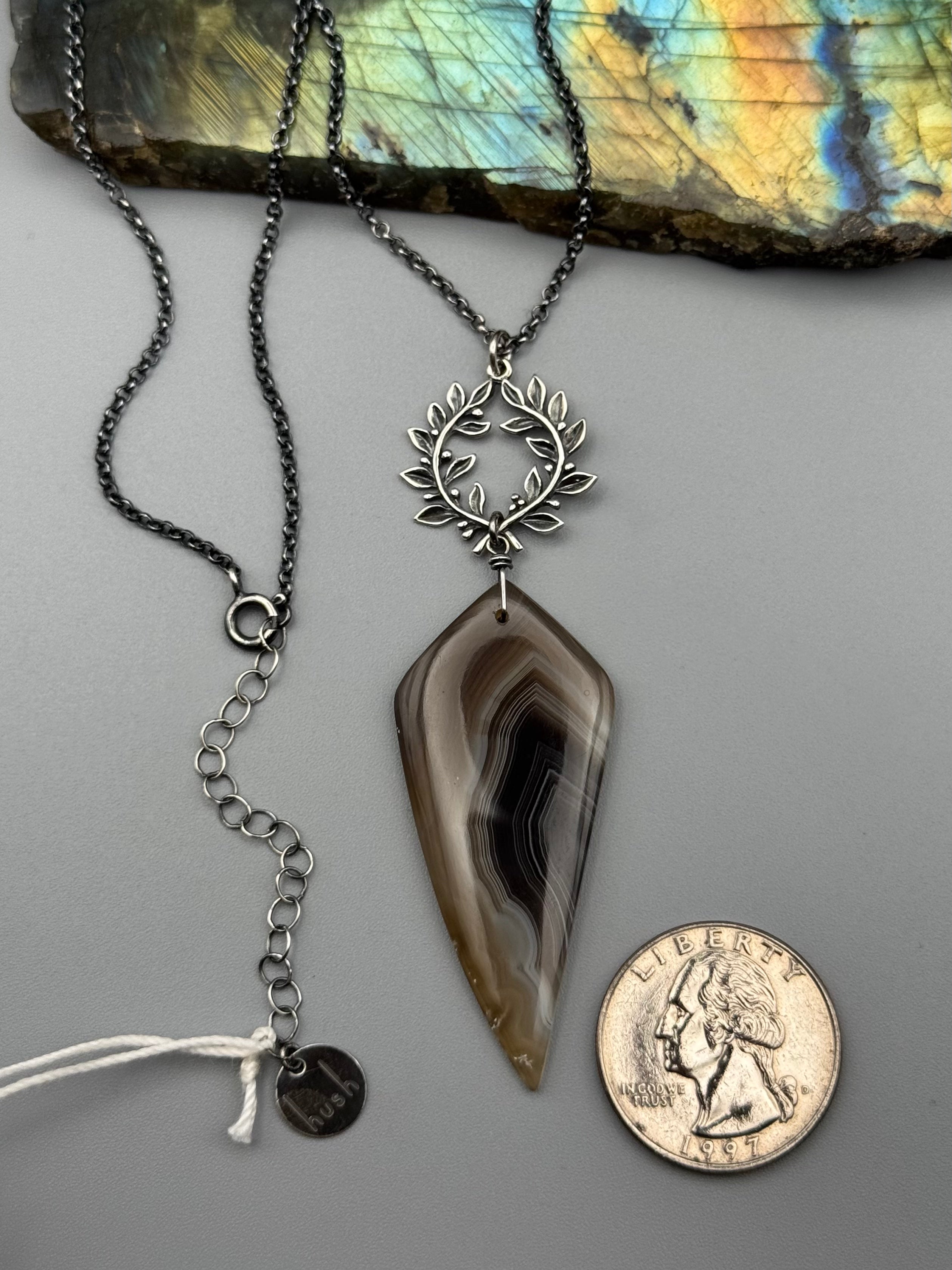 •ALCHEMY• botswana agate + silver necklace (17"-19" long)