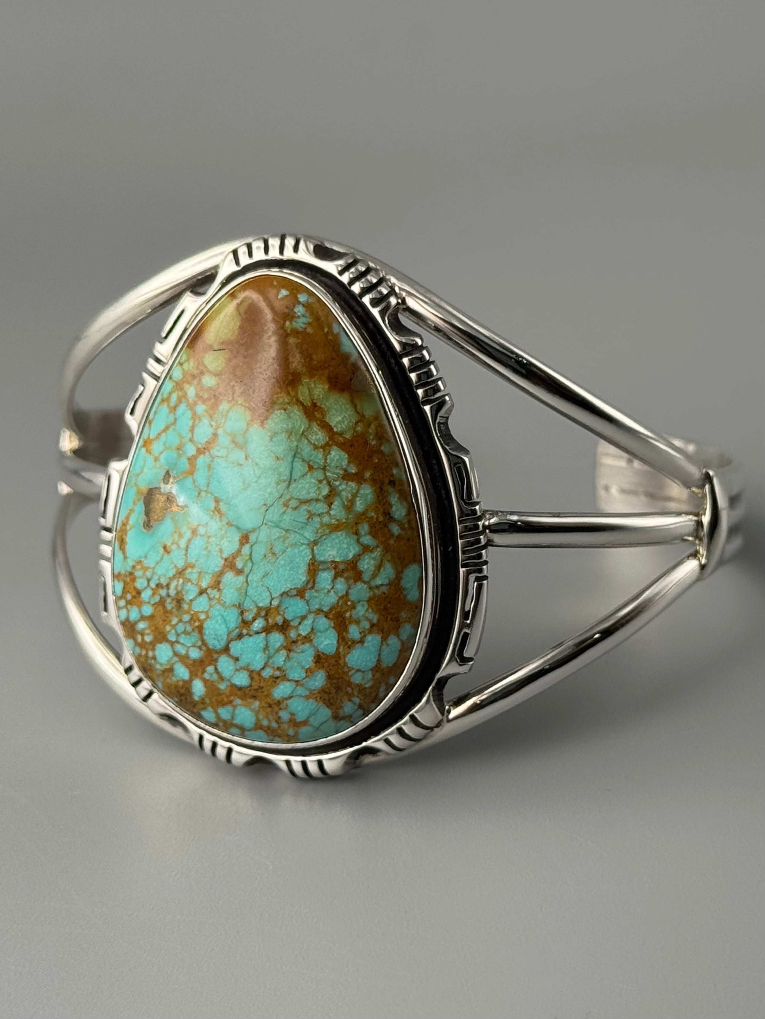 •#8 TURQUOISE - STORM• Navajo sterling silver cuff bracelet (7.75" +/-)
