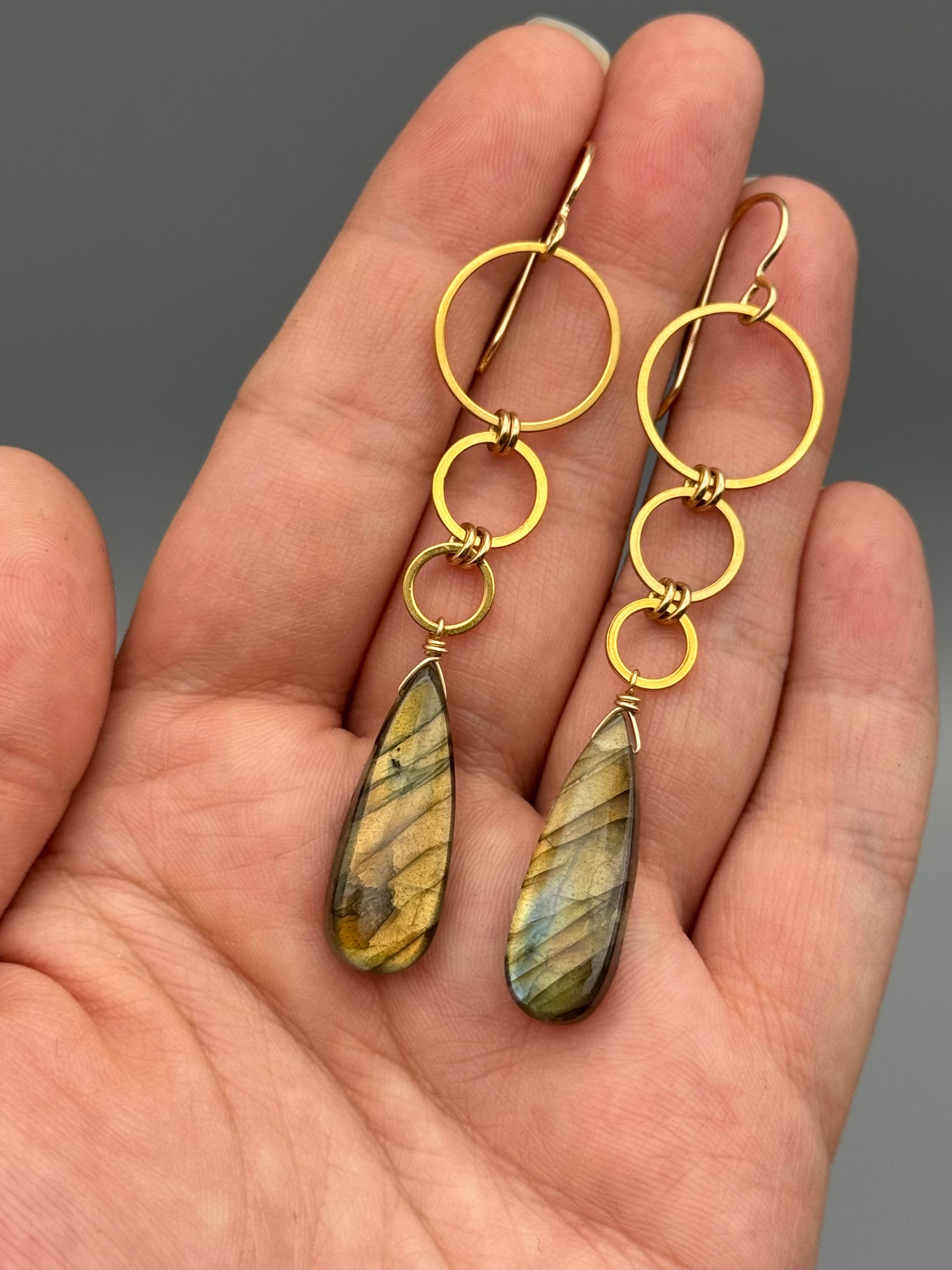 •6 OF CUPS• golden labradorite + gold earrings