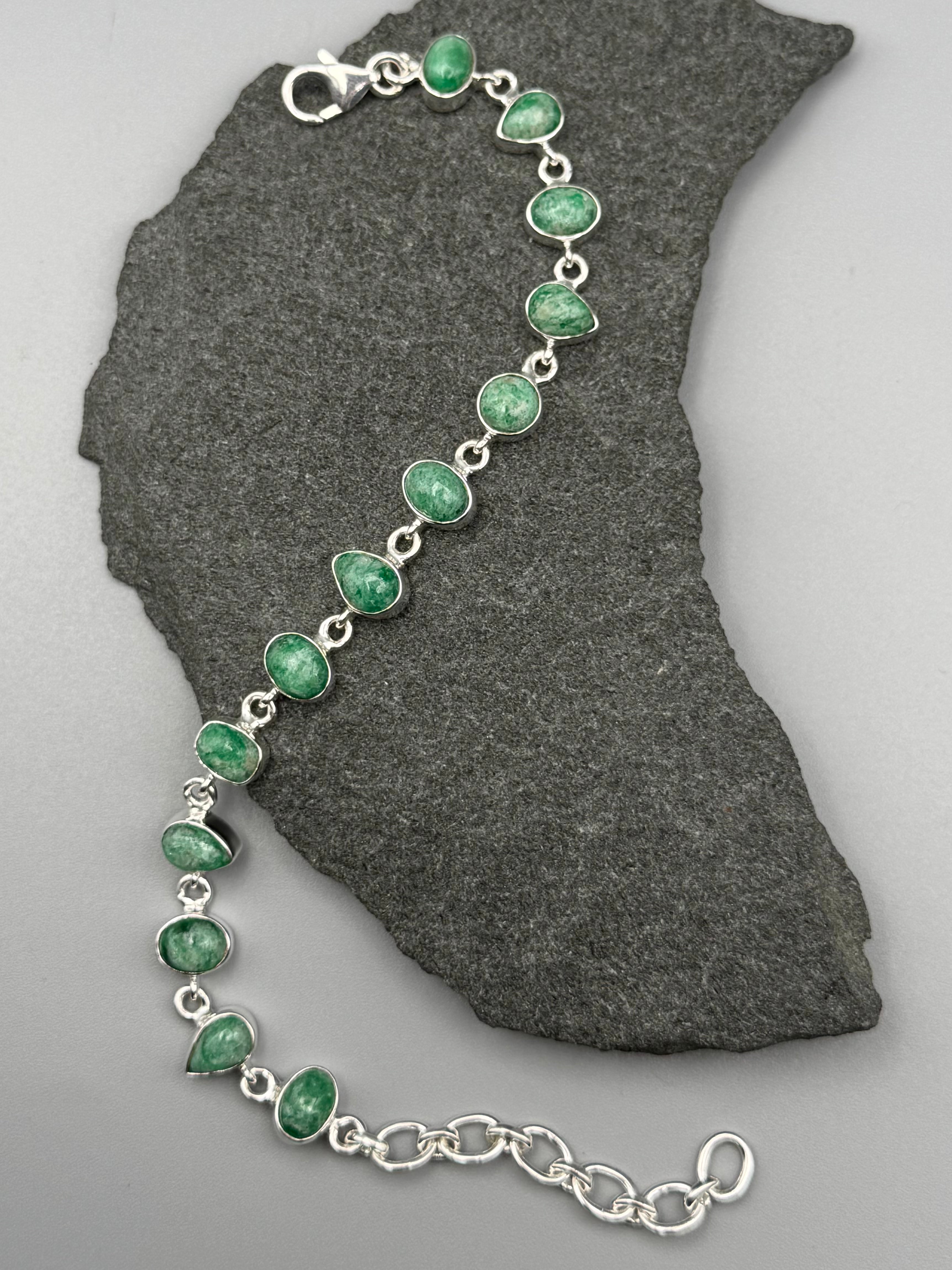 •EMERALD - GEO MIX• linked silver bracelet (7.25" - 9")